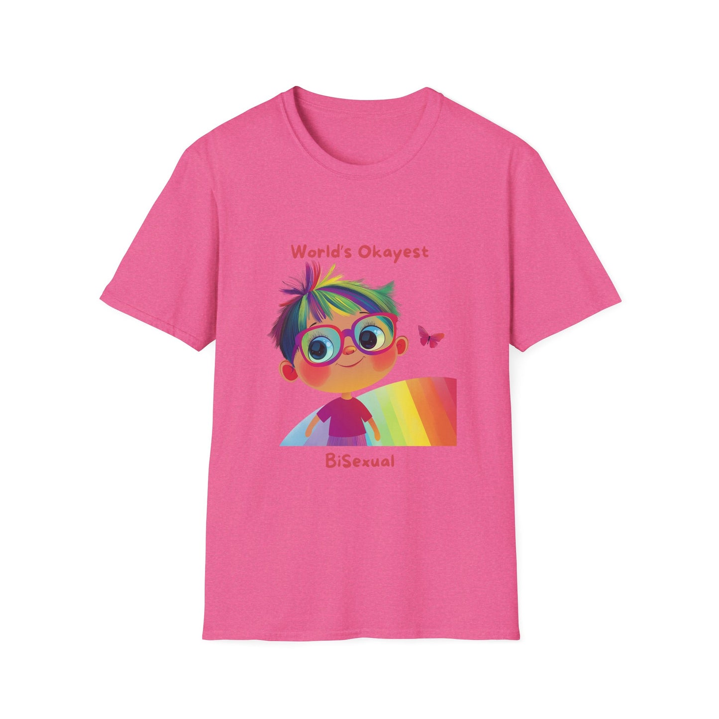 World's Okayest Bisexual T-Shirt | Cute Pride Rainbow Character | Kawaii LGBTQ+ Tee