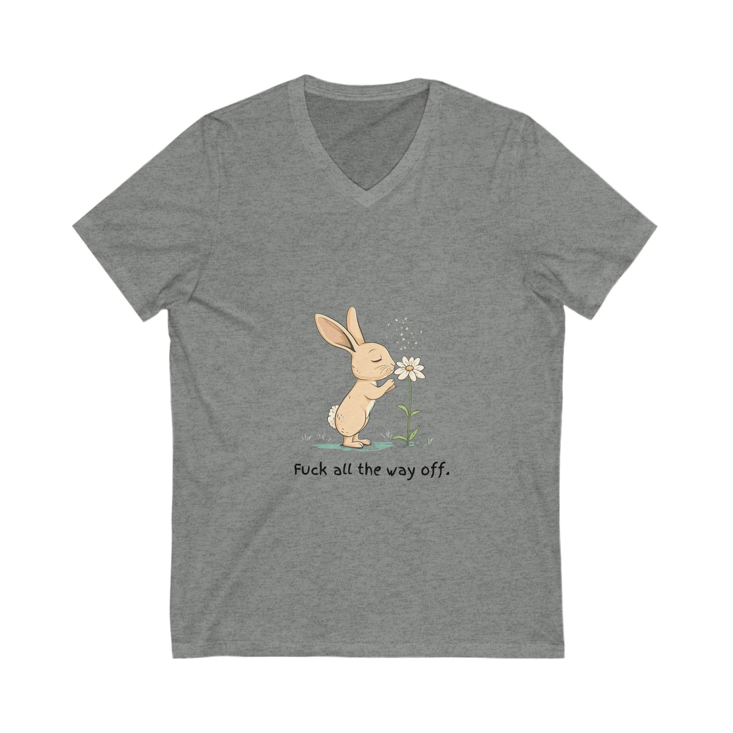Kawaii Bunny Protest V-Neck | Sassy Rabbit Floral Tee | Cute Activist Unisex T-Shirt