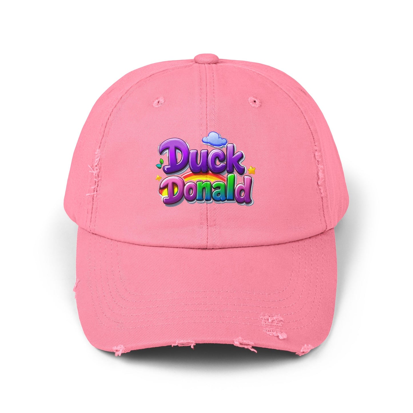Kawaii Duck Donald Distressed Dad Hat | Y2K Nostalgic Pink Cap