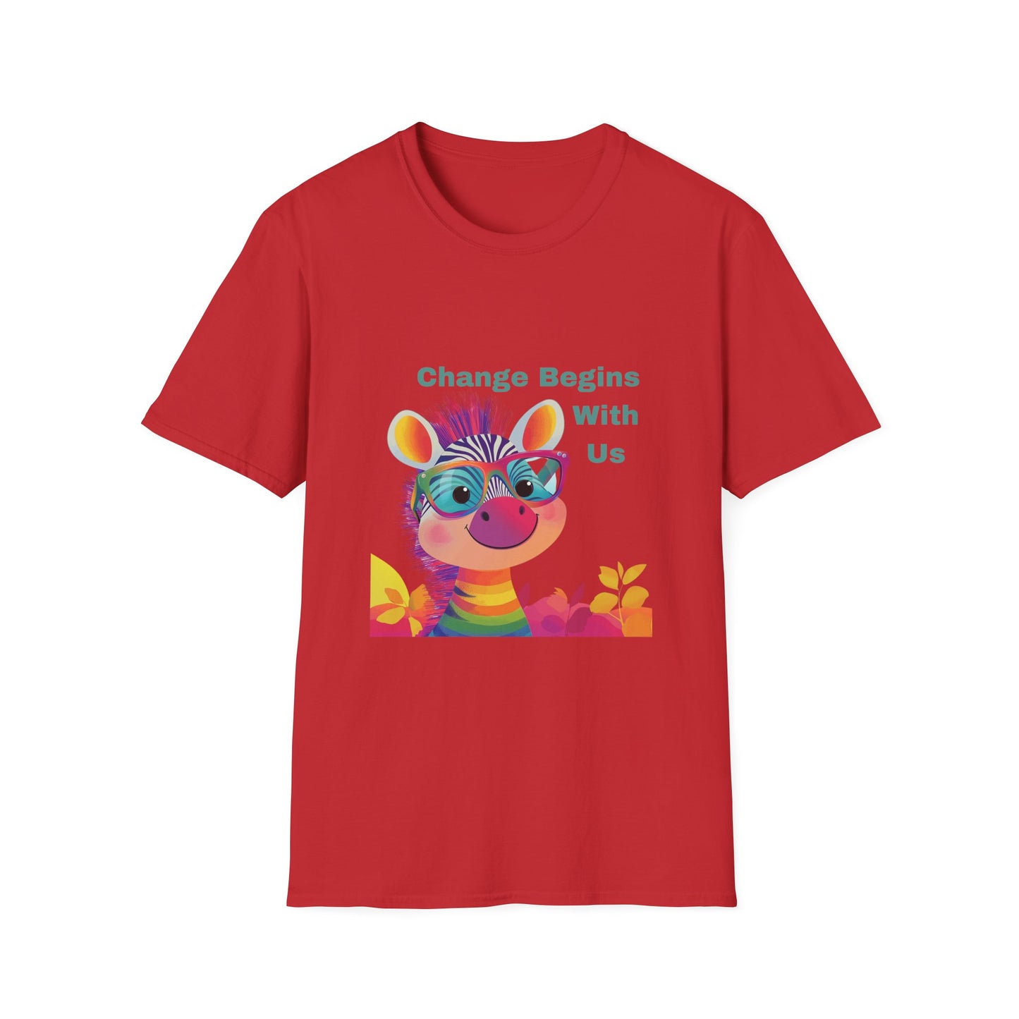 Cute Activist Giraffe T-Shirt | Change Begins With Us | Kawaii Empowerment Tee