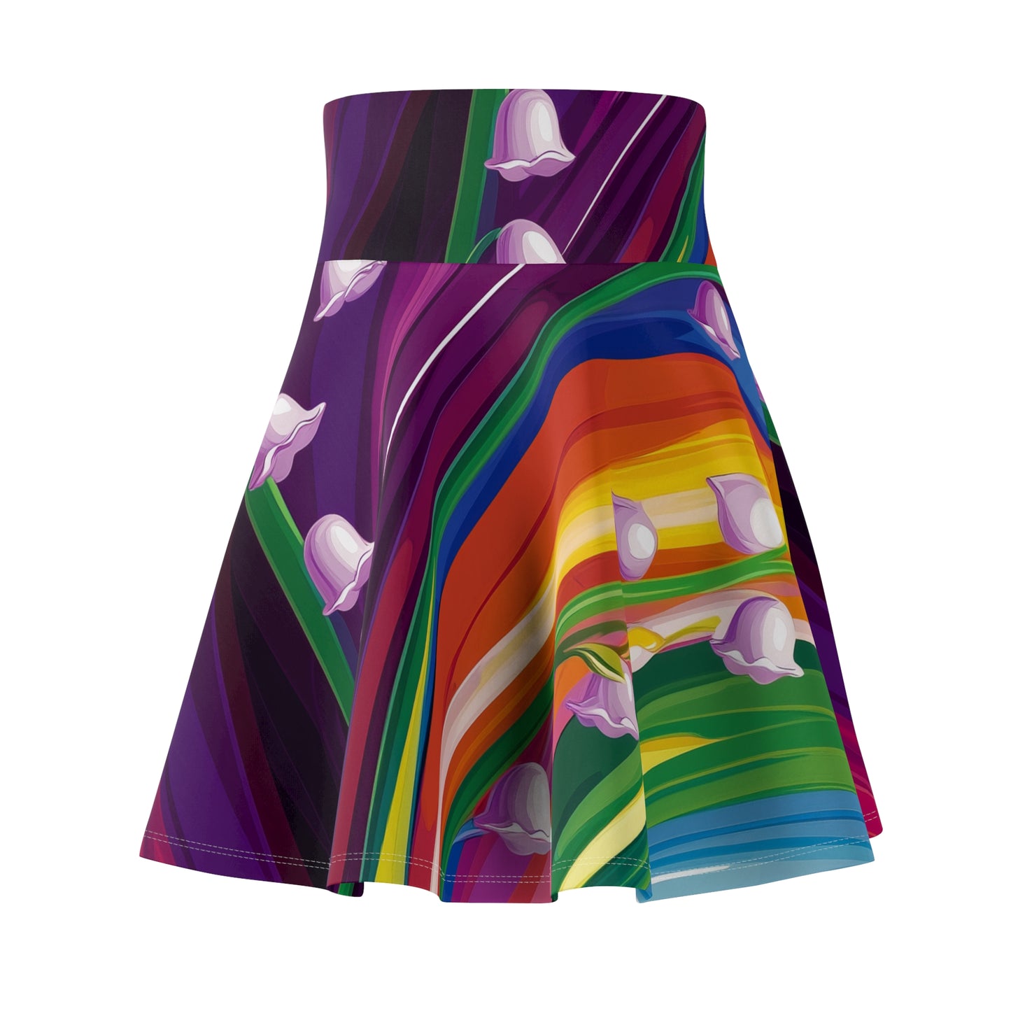 Rainbow Flow Skater Skirt | Pride Swirl Art Fashion