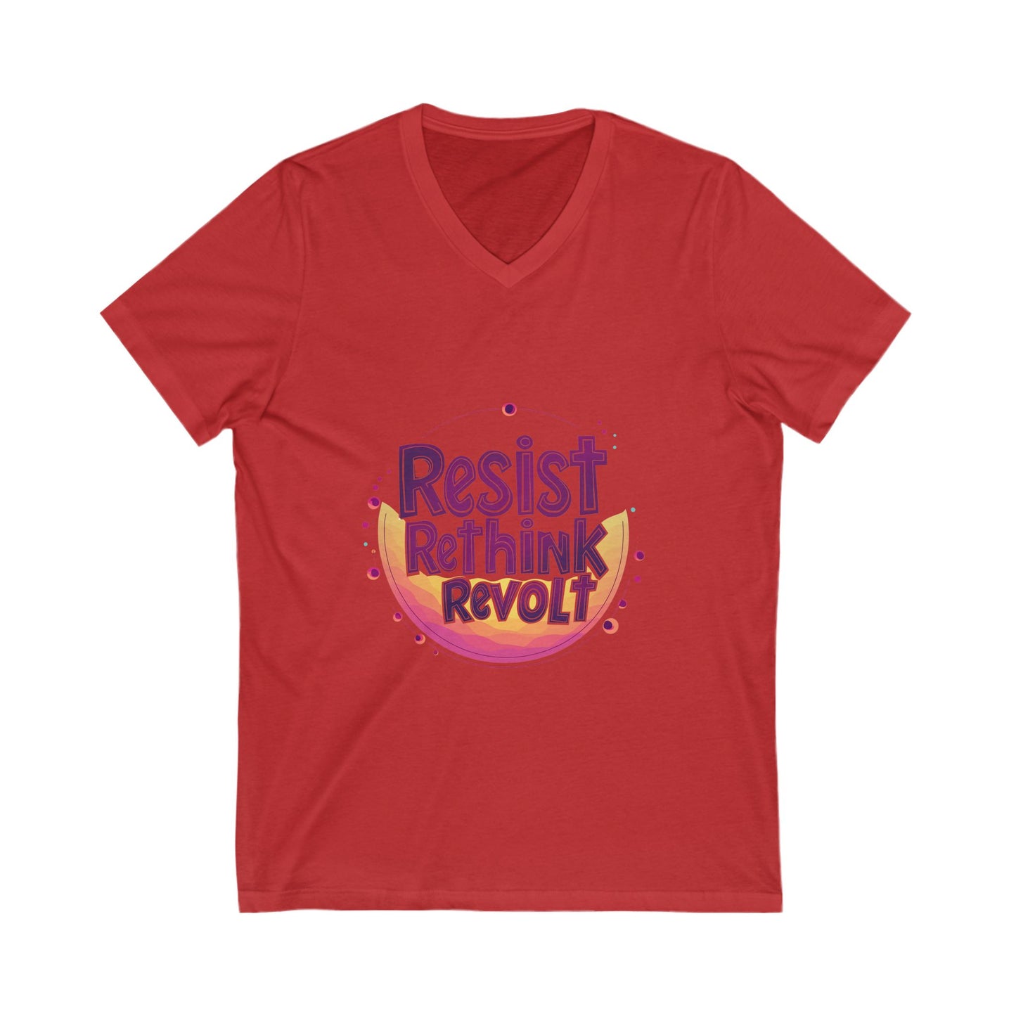 Resist Rethink Revolt V-Neck Tee | Kawaii Activist Unisex T-Shirt | Progressive Statement Shirt