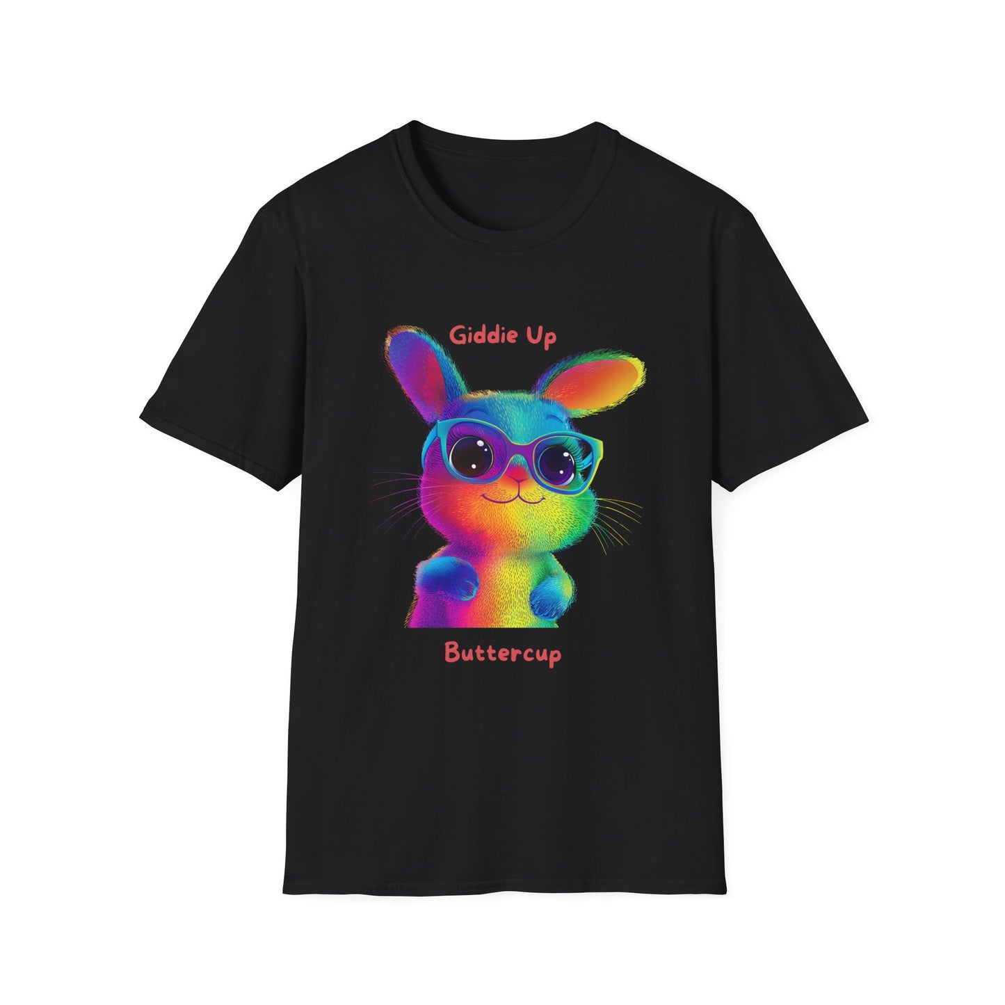 Rainbow Bunny Buttercup T-Shirt | Colorful Pride Tee | Cute LGBTQ+ Gift