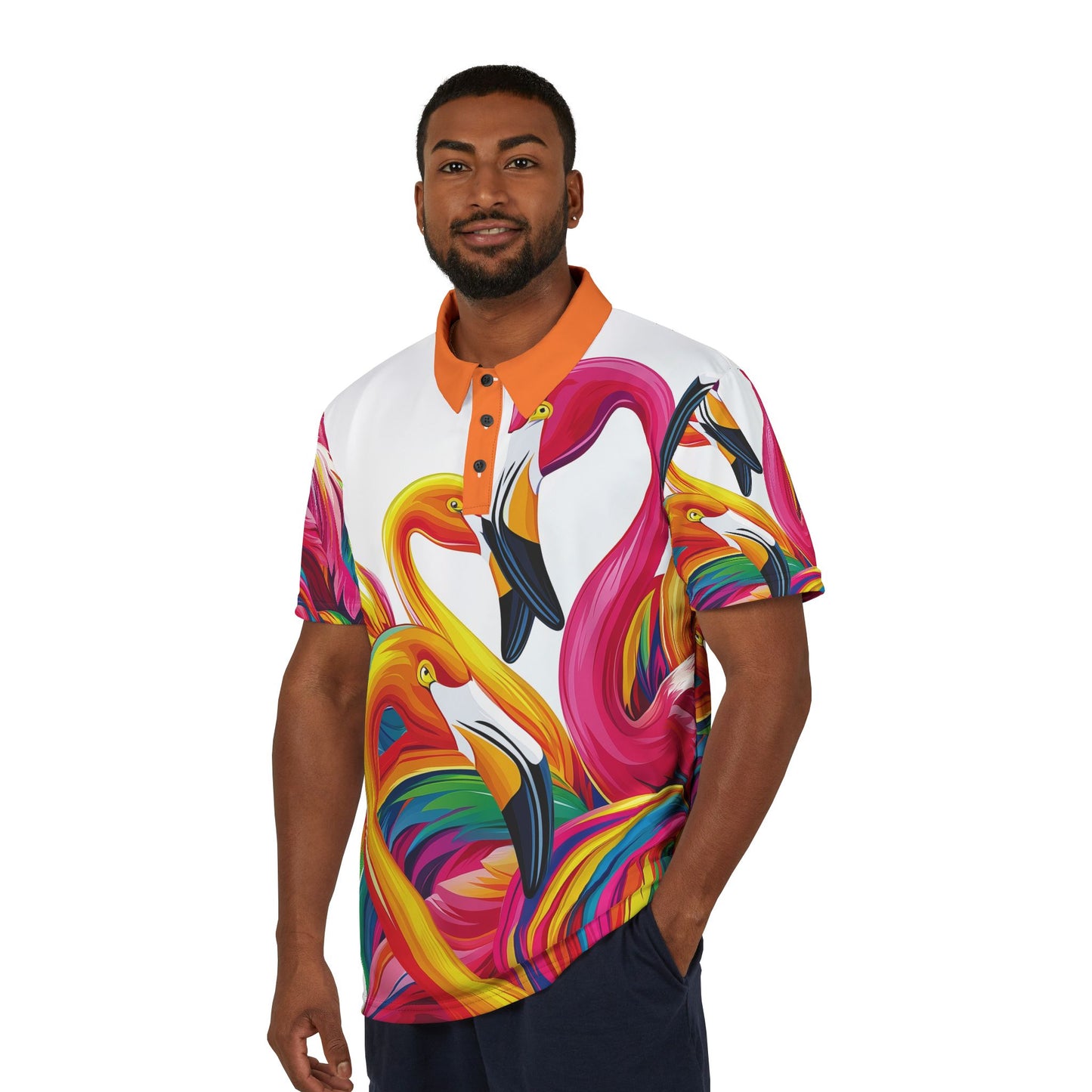 Vibrant Flamingo Pride Polo Shirt | Rainbow Art LGBTQ+ Apparel