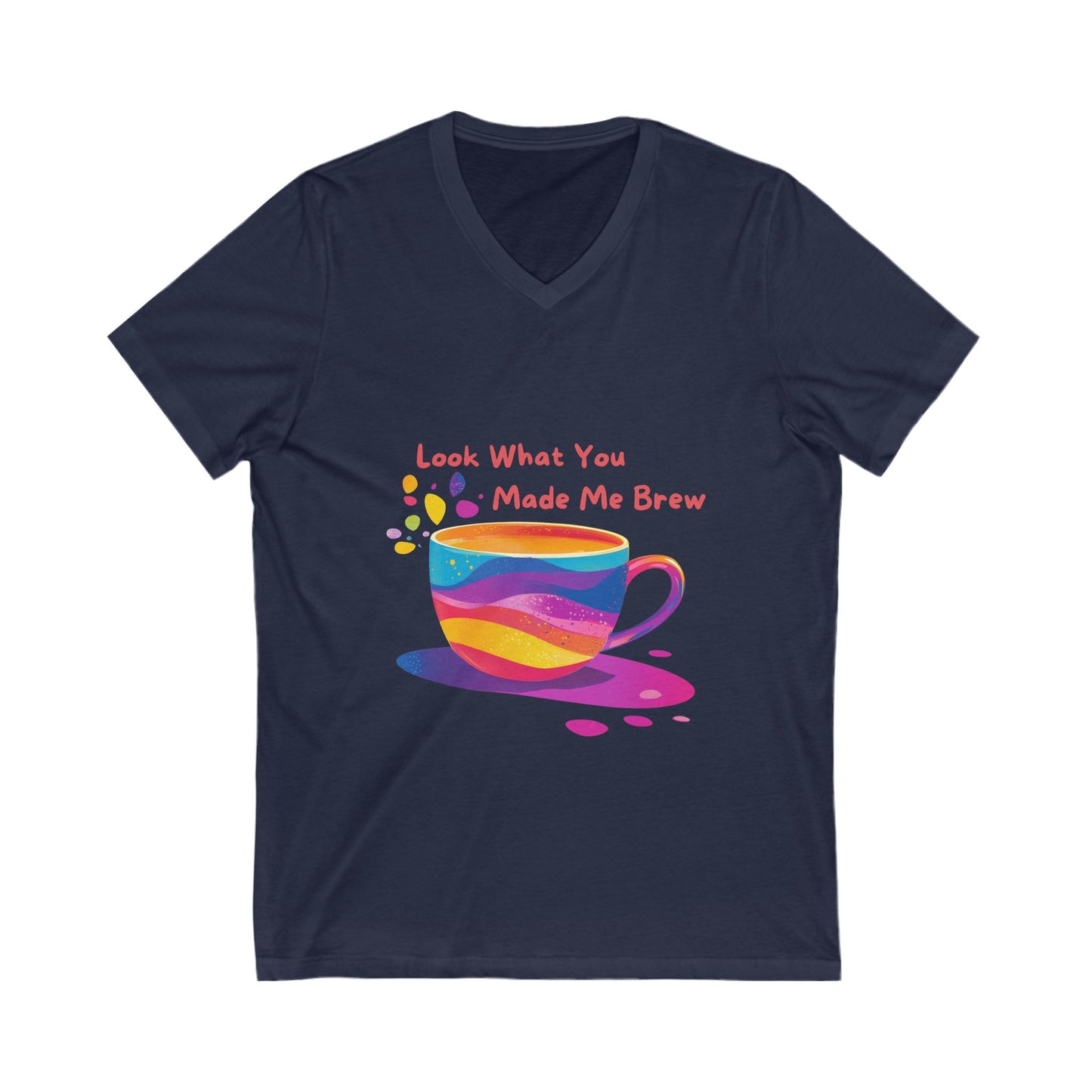 Rainbow Coffee Cup V-Neck T-Shirt | LGBTQ Pride Coffee Lover Gift | Unisex Pride Tee