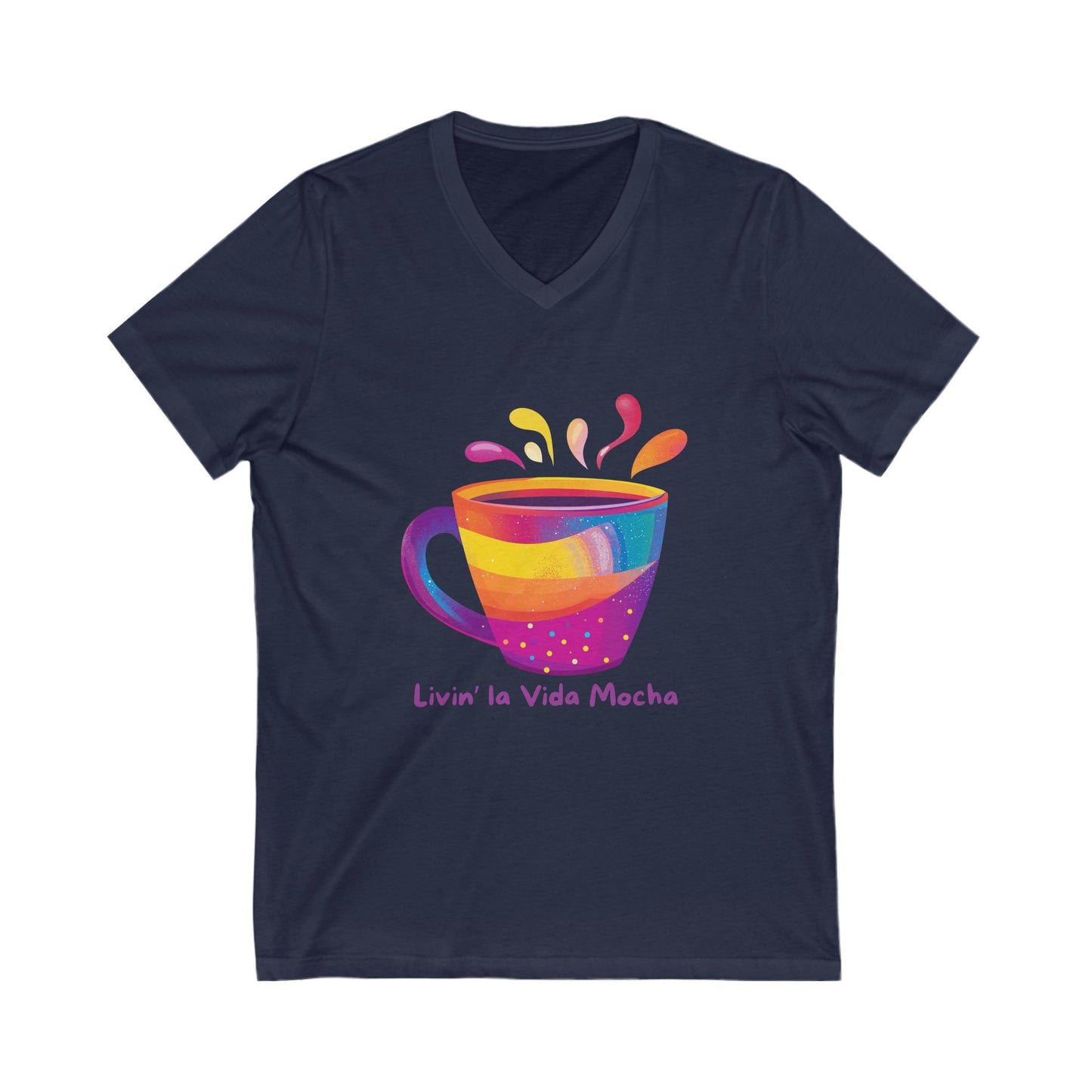 Livin' La Vida Mocha Rainbow Coffee V-Neck | Pride Coffee Lover Gift | Cute Kawaii Cafe Tee