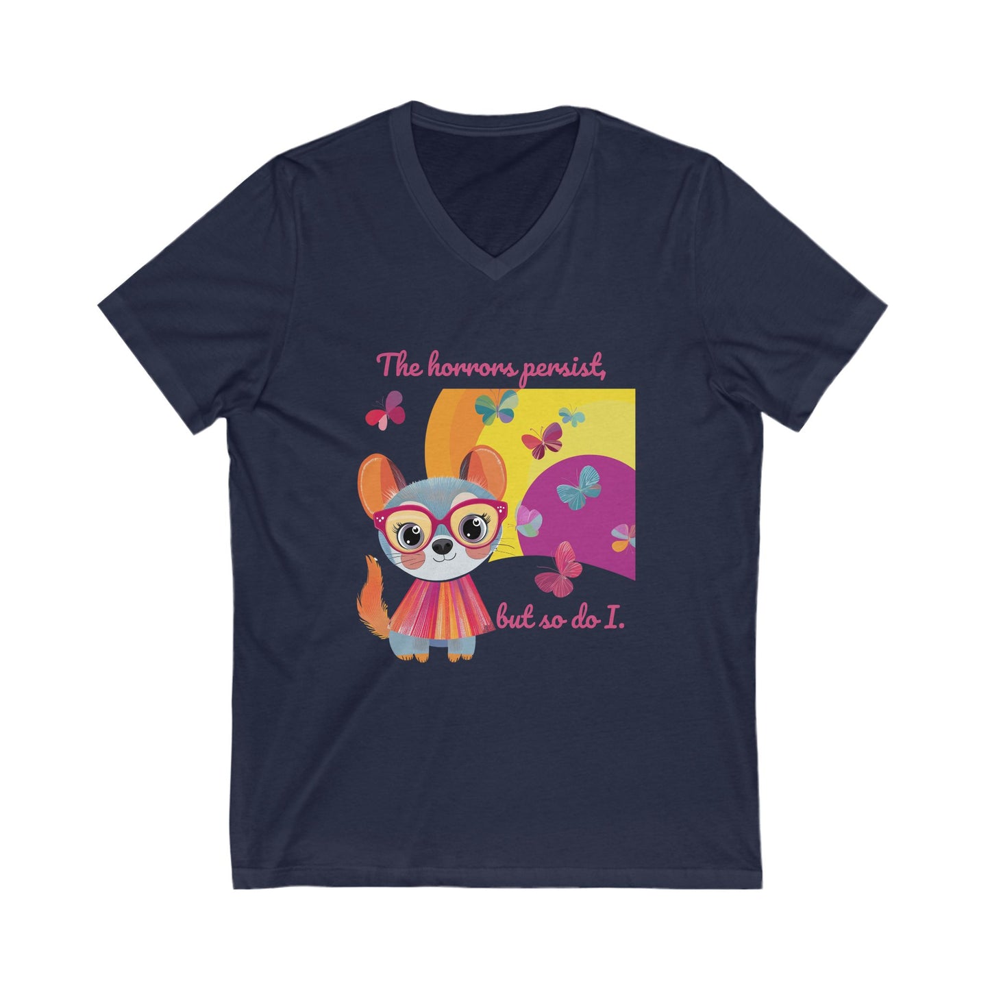 awaii Resistance Fox V-Neck T-Shirt | Cute Activist Design | Unisex Bella+Canvas Tee