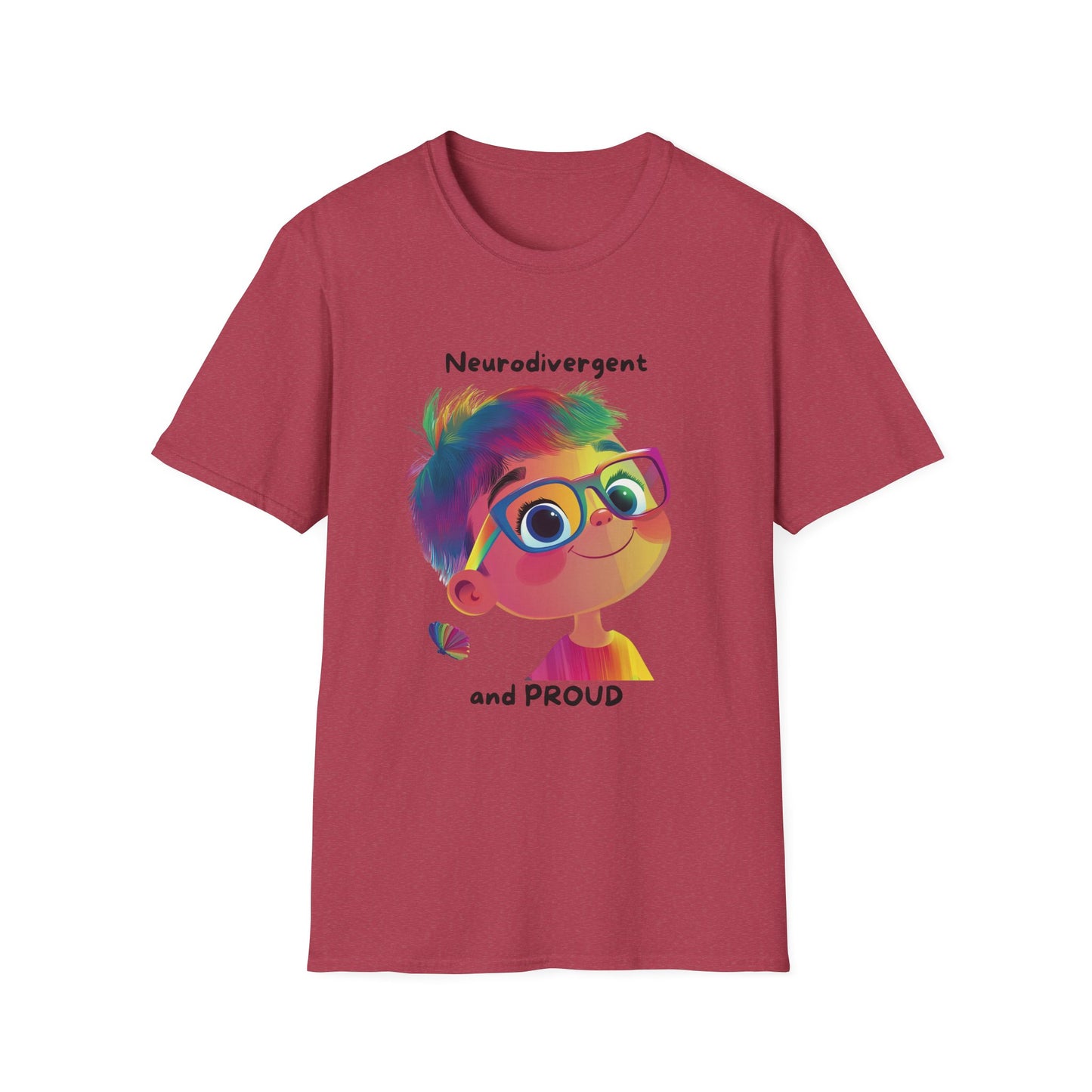 Neurodivergent and Proud Rainbow Character T-Shirt | Cute Neurodiversity Pride Tee