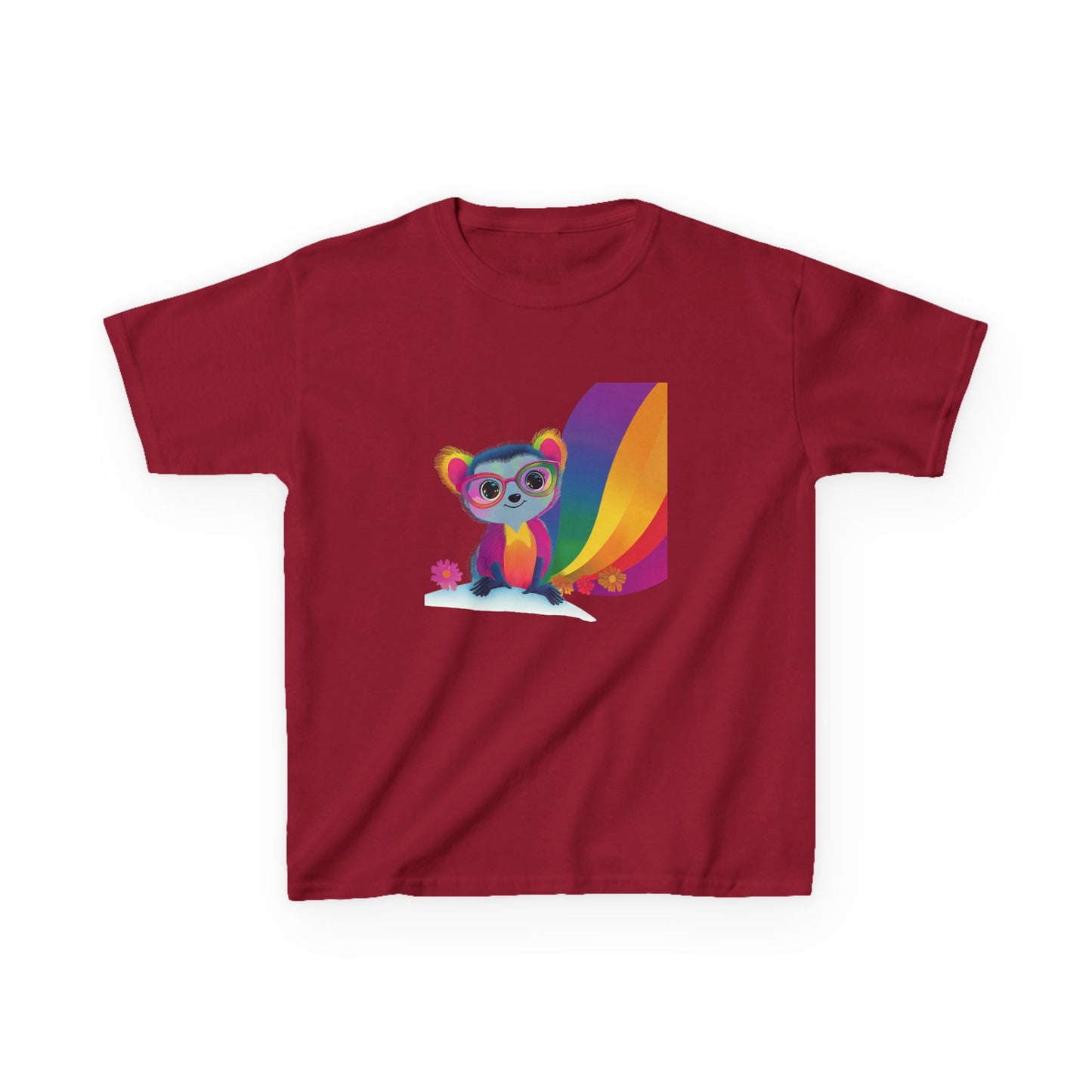 Rainbow Lemur Kids T-Shirt | Cute Pride Kawaii Design | Pink Cotton Tee
