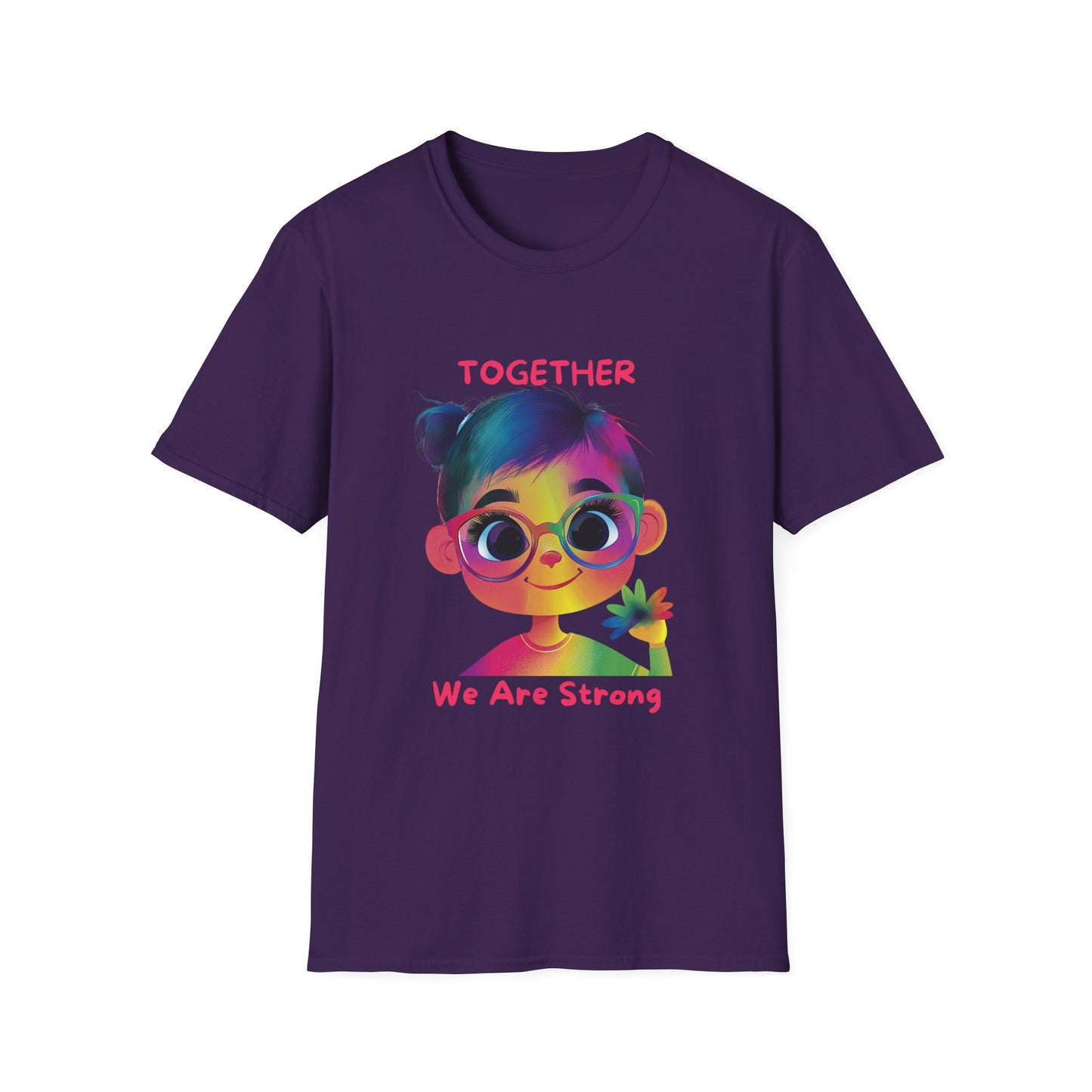 Together We Are Strong Rainbow Character T-Shirt | Kawaii Activism Tee