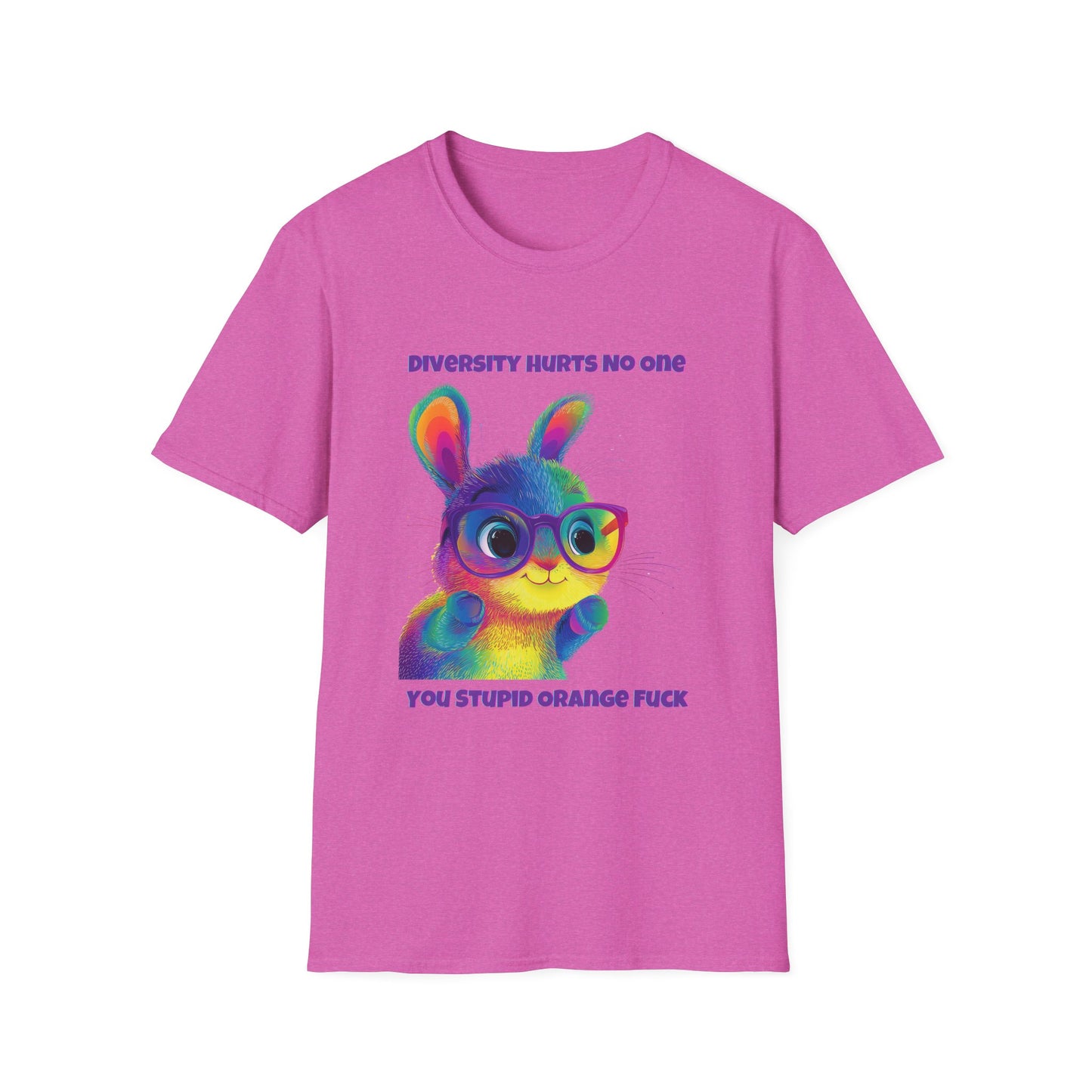 Diversity Rainbow Bunny T-Shirt | Progressive Activist Tee | Kawaii Protest Design