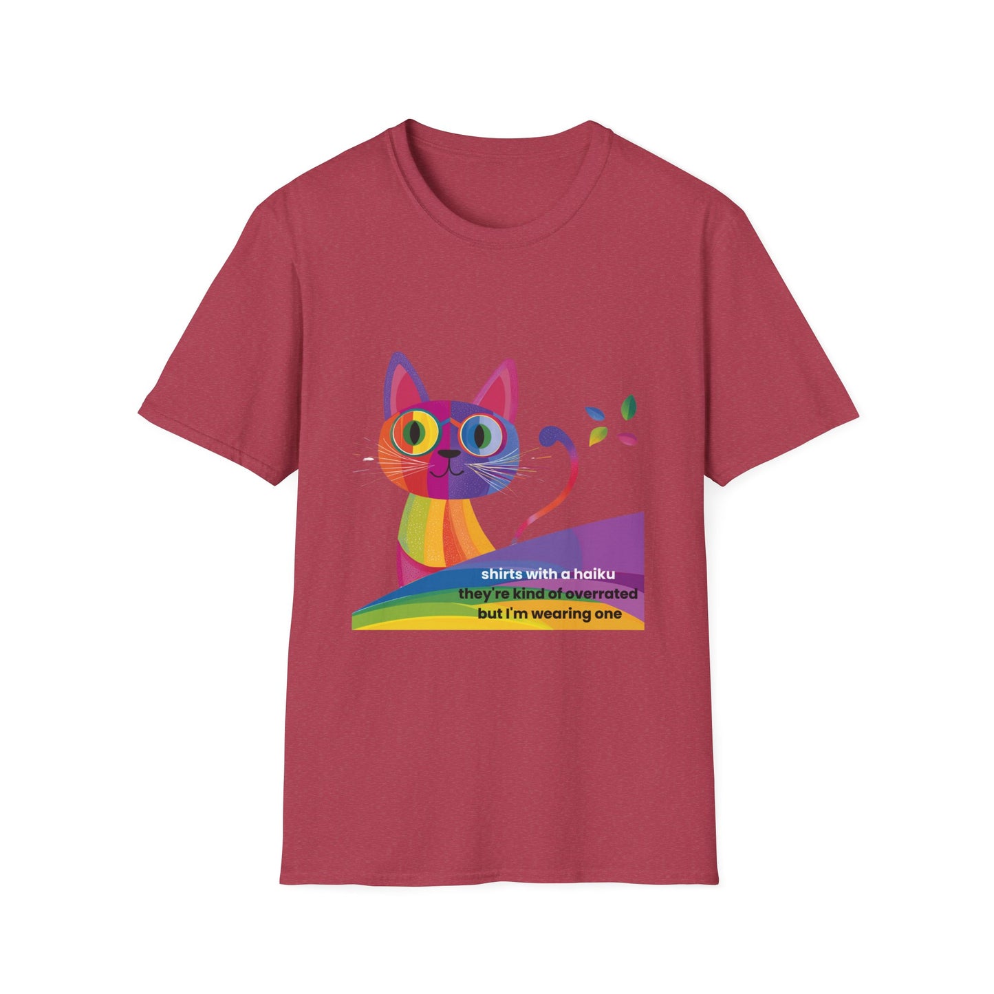 Rainbow Cat Haiku T-Shirt | Kawaii Literary Cat Unisex Tee