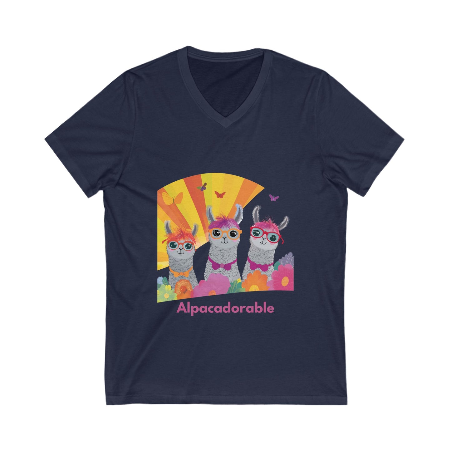 Alpacadorable V-Neck T-Shirt | Cute Alpaca Squad Kawaii Unisex Tee