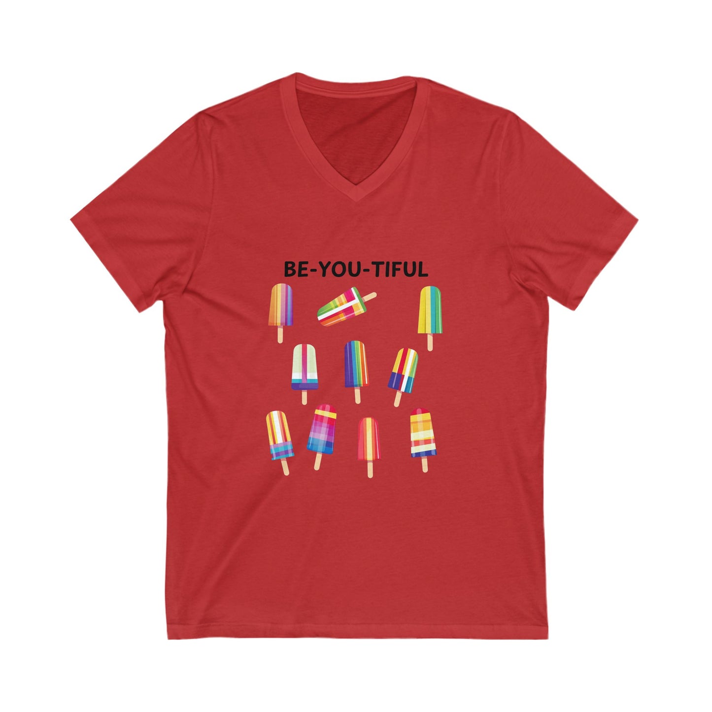 Be-You-Tiful Rainbow Popsicle V-Neck | LGBTQ Pride T-Shirt | Kawaii Summer Tee