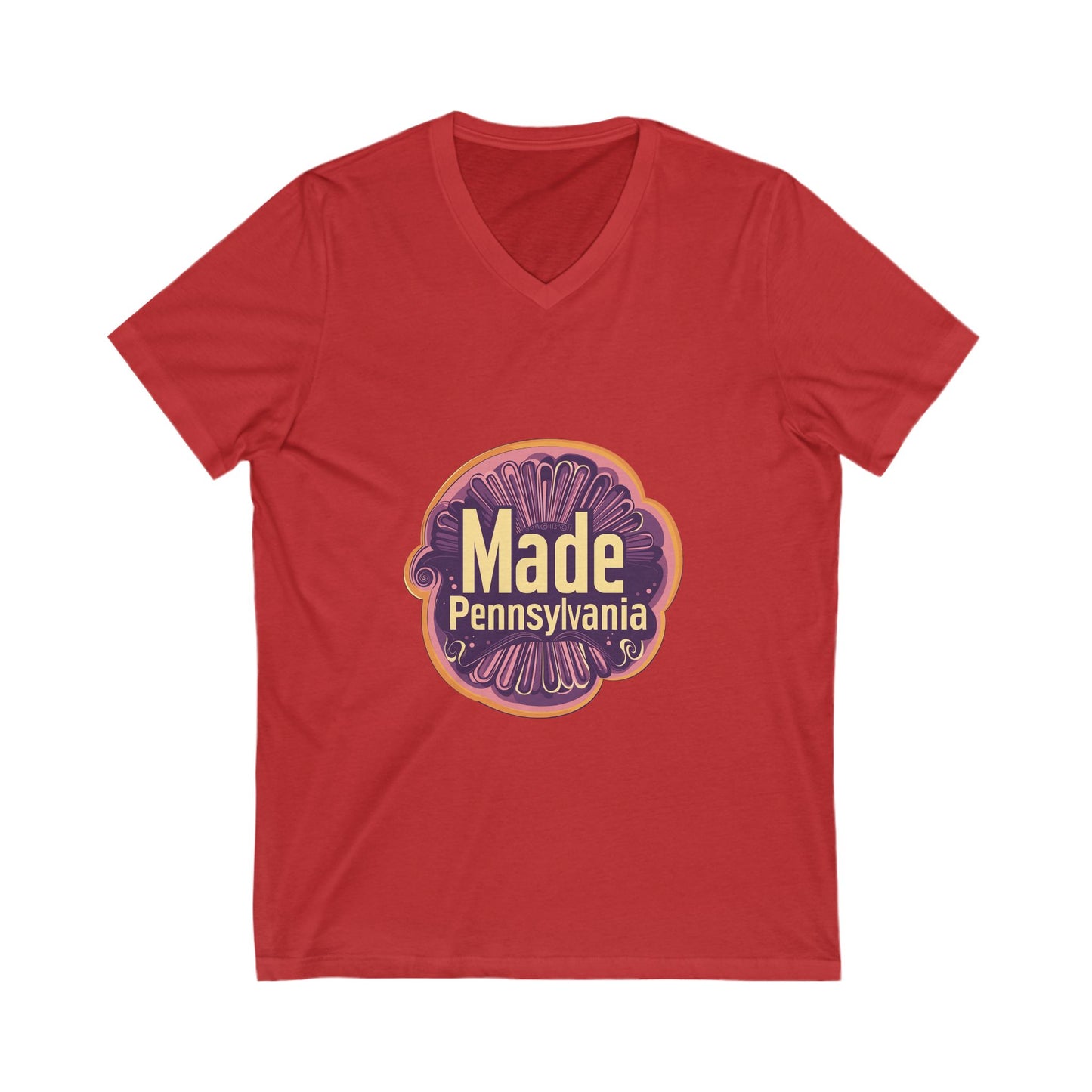 Made in Pennsylvania V-Neck T-Shirt | Vintage State Pride Design | Retro Local Unisex Tee