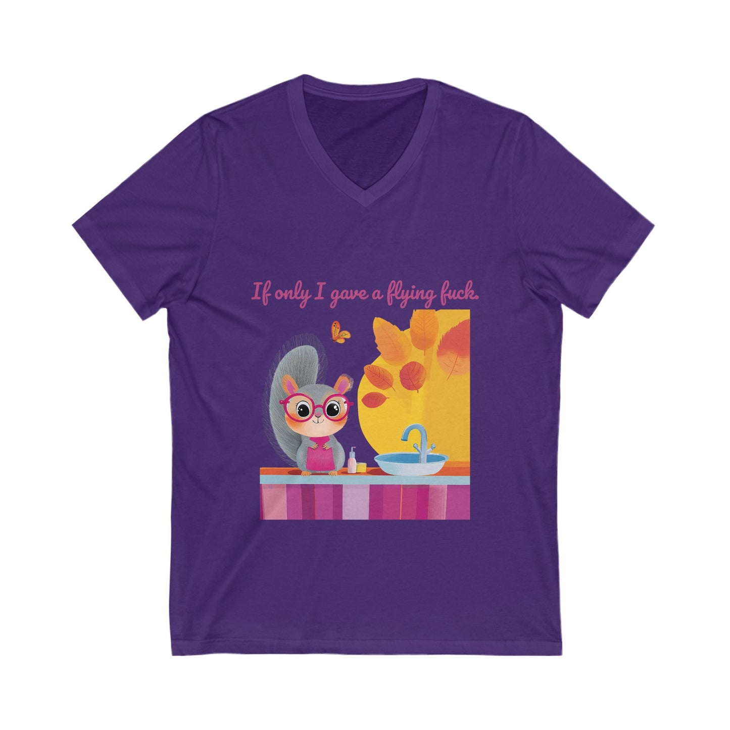 Sarcastic Cat V-Neck T-Shirt | Kawaii Attitude Unisex Tee | Cute Sassy Cat Design