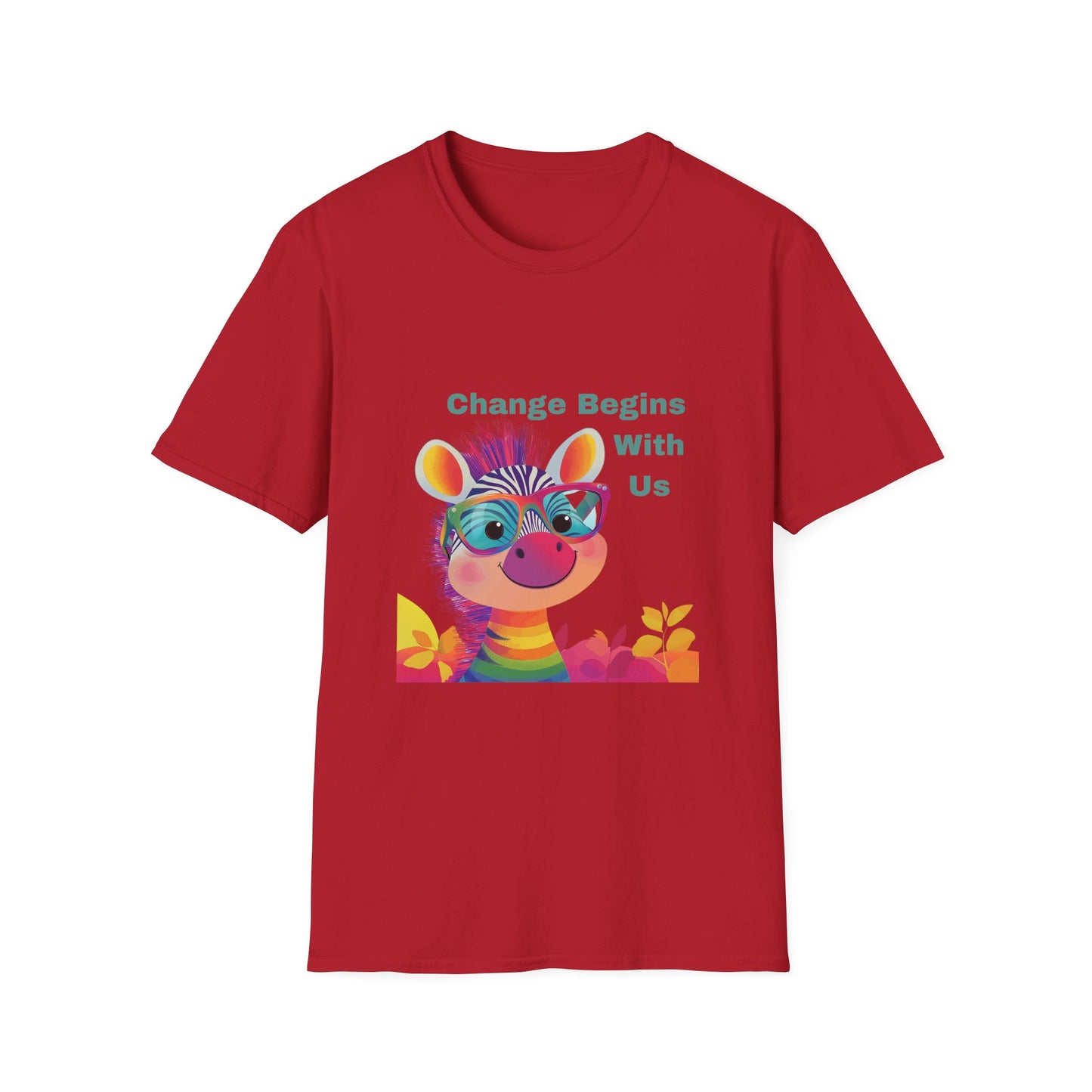 Cute Activist Giraffe T-Shirt | Change Begins With Us | Kawaii Empowerment Tee