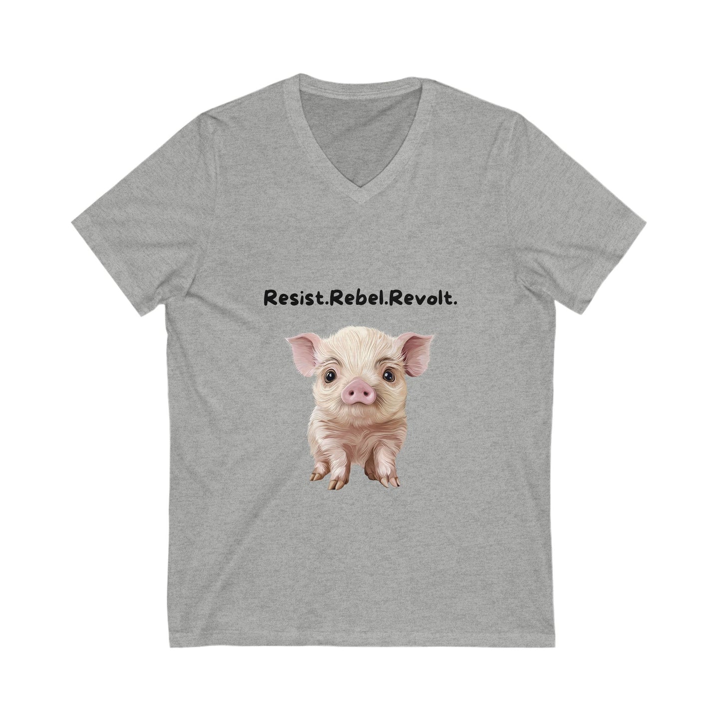 Resist Rebel Revolt Piglet V-Neck | Cute Animal Rights Activist Tee