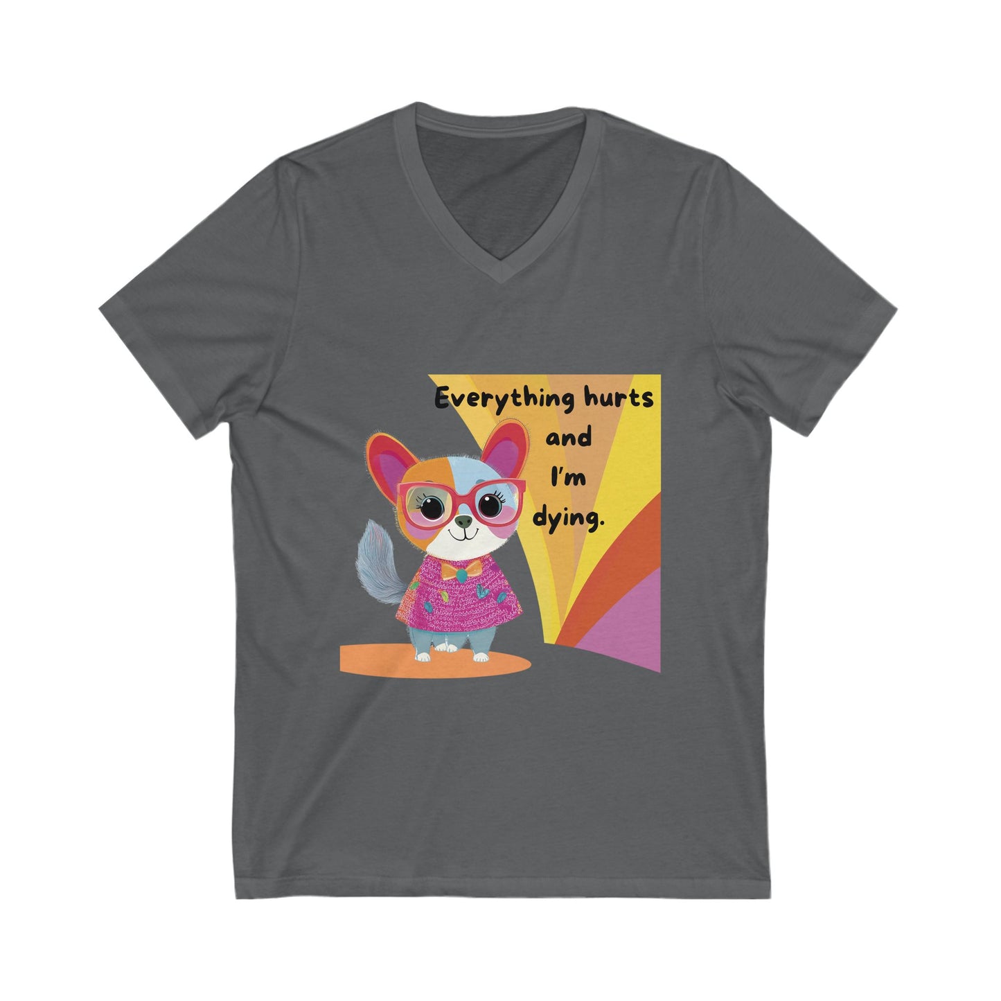Kawaii Cat Chronic Pain V-Neck | Cute Dark Humor Disability Tee