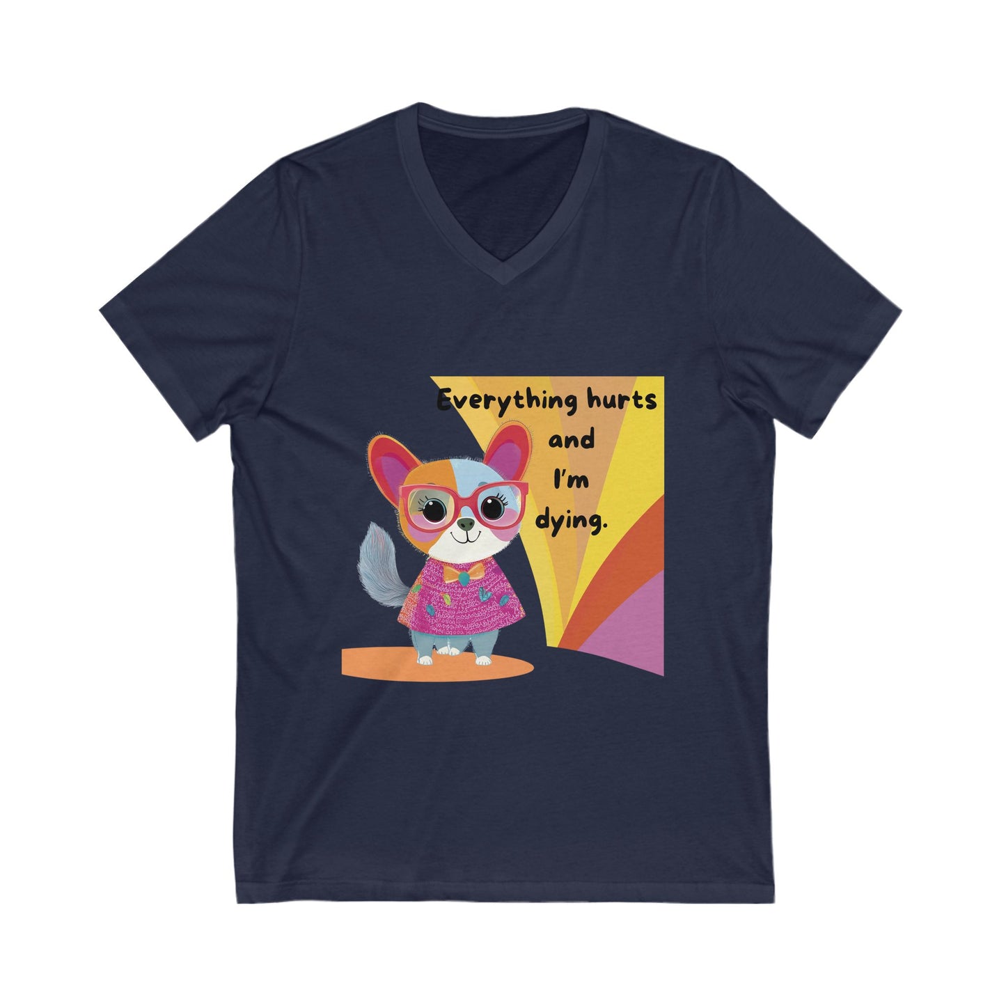 Kawaii Cat Chronic Pain V-Neck | Cute Dark Humor Disability Tee