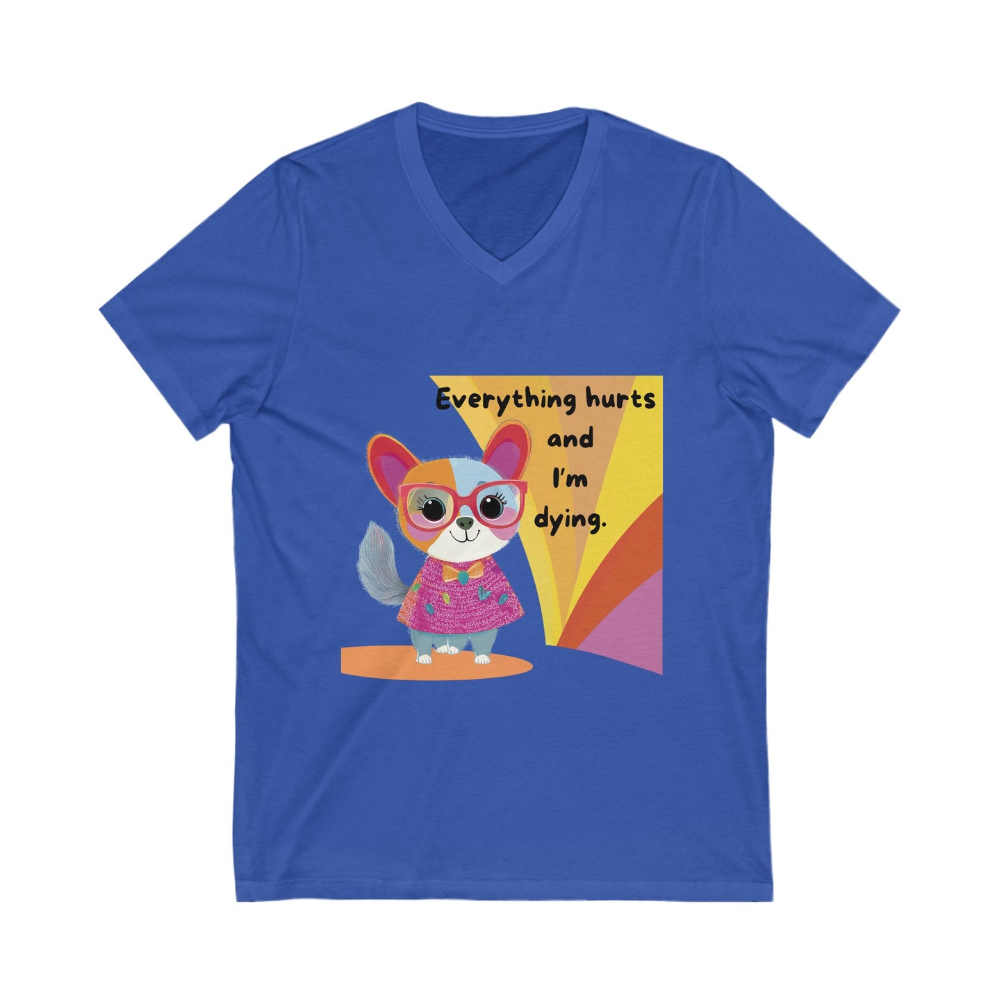 Kawaii Cat Chronic Pain V-Neck | Cute Dark Humor Disability Tee