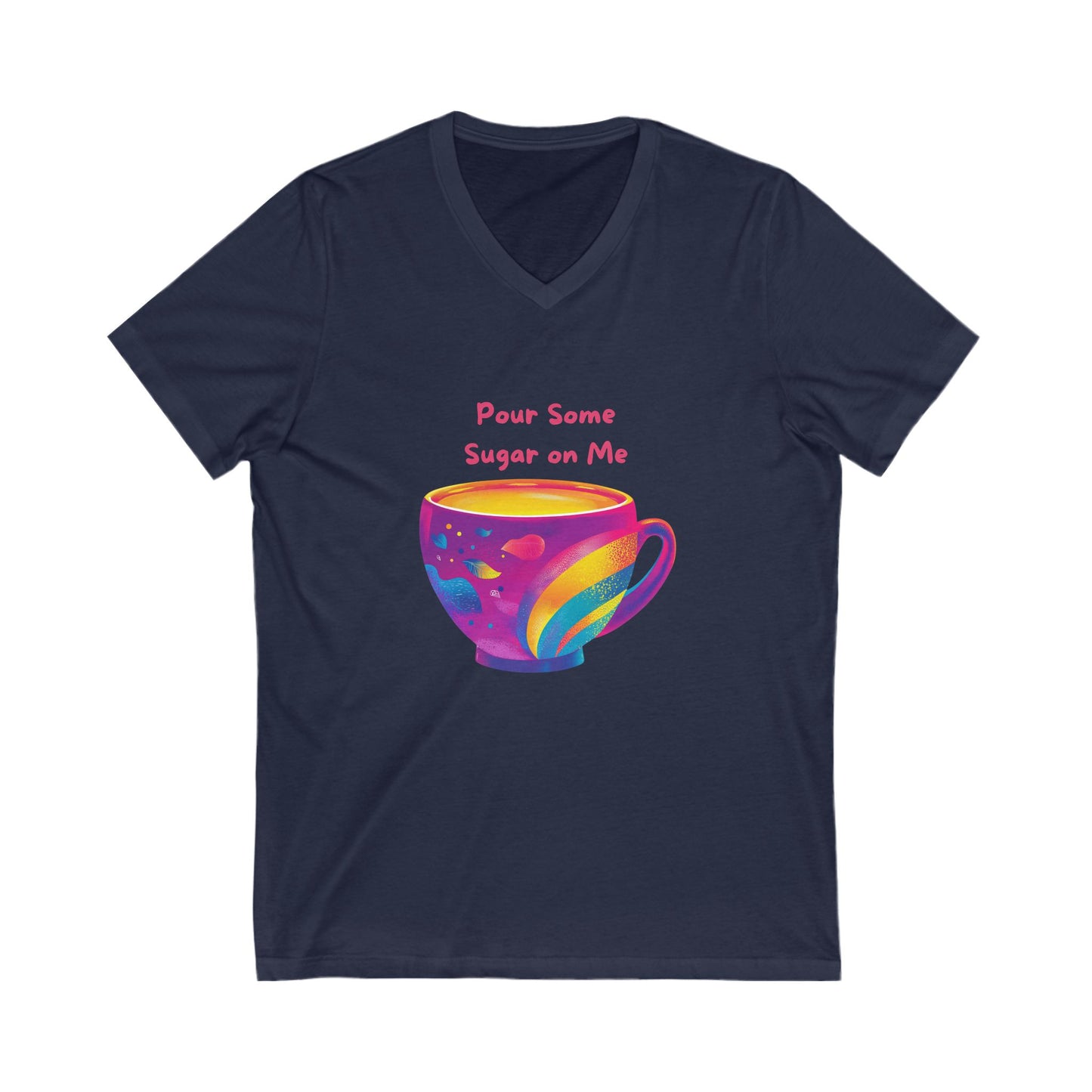 Rainbow Coffee Cup V-Neck T-Shirt | LGBTQ+ Pride Kawaii Design | Unisex Coffee Lover Tee