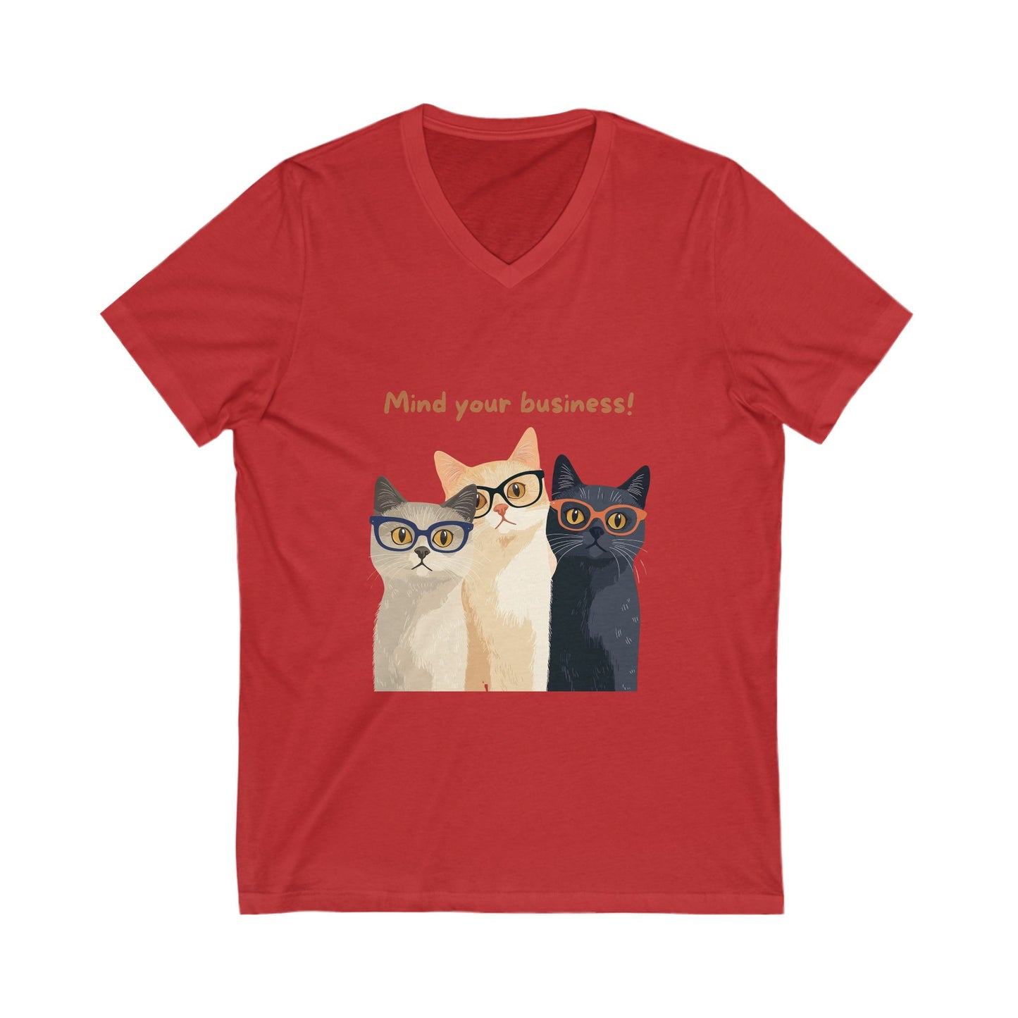 Mind Your Business Cat V-Neck | Nerdy Cats Shirt | Professional Pet Lover Tee