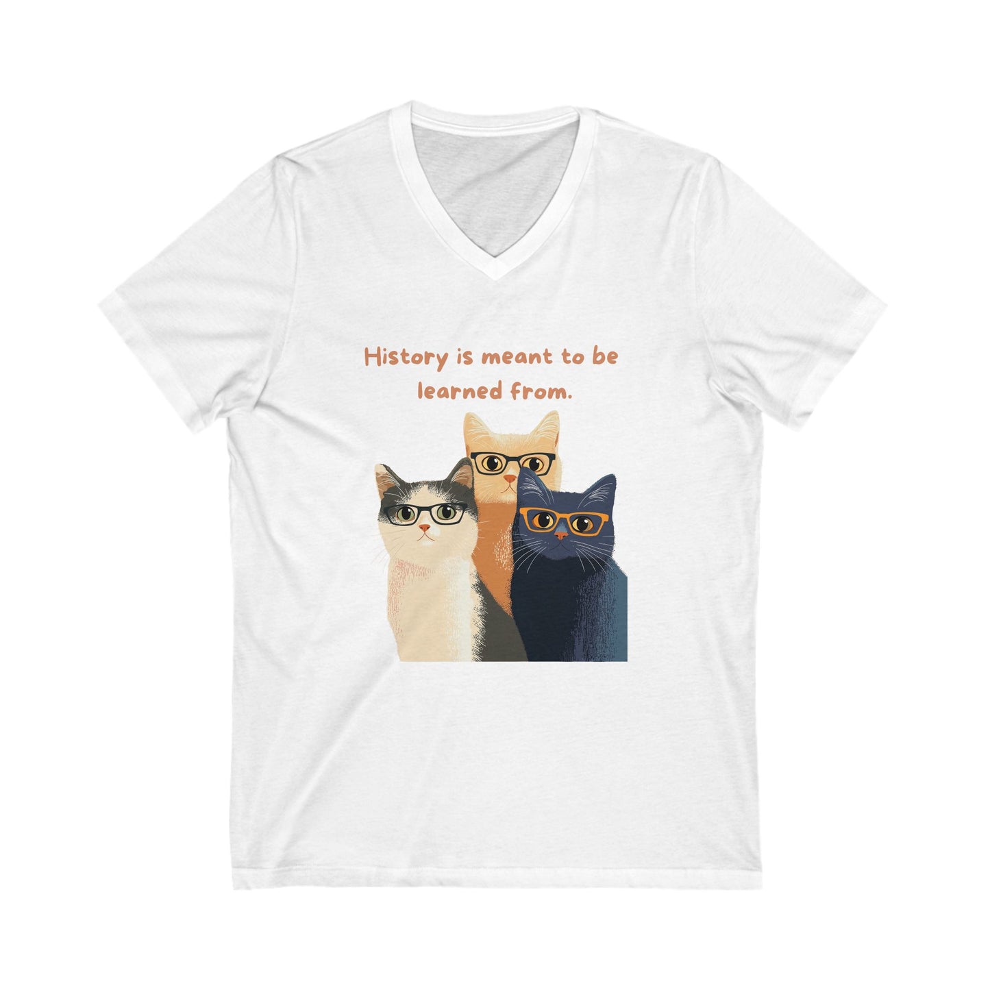 Wise Cats V-Neck T-Shirt | History Teacher Gift | Intellectual Cat Lover Unisex Tee