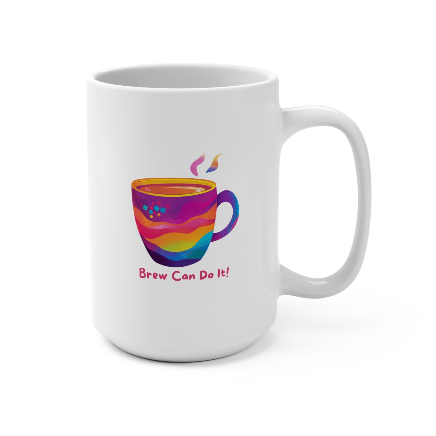 Rainbow Coffee Mug | Brew Can Do It! | LGBTQ+ Pride 15oz Ceramic Cup