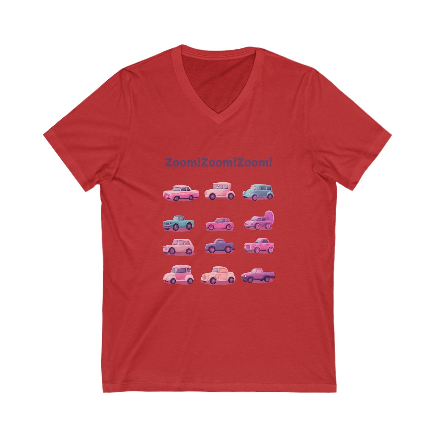 Retro Cars V-Neck T-Shirt | Cute Vintage Vehicle Grid | Kawaii Auto Unisex Tee