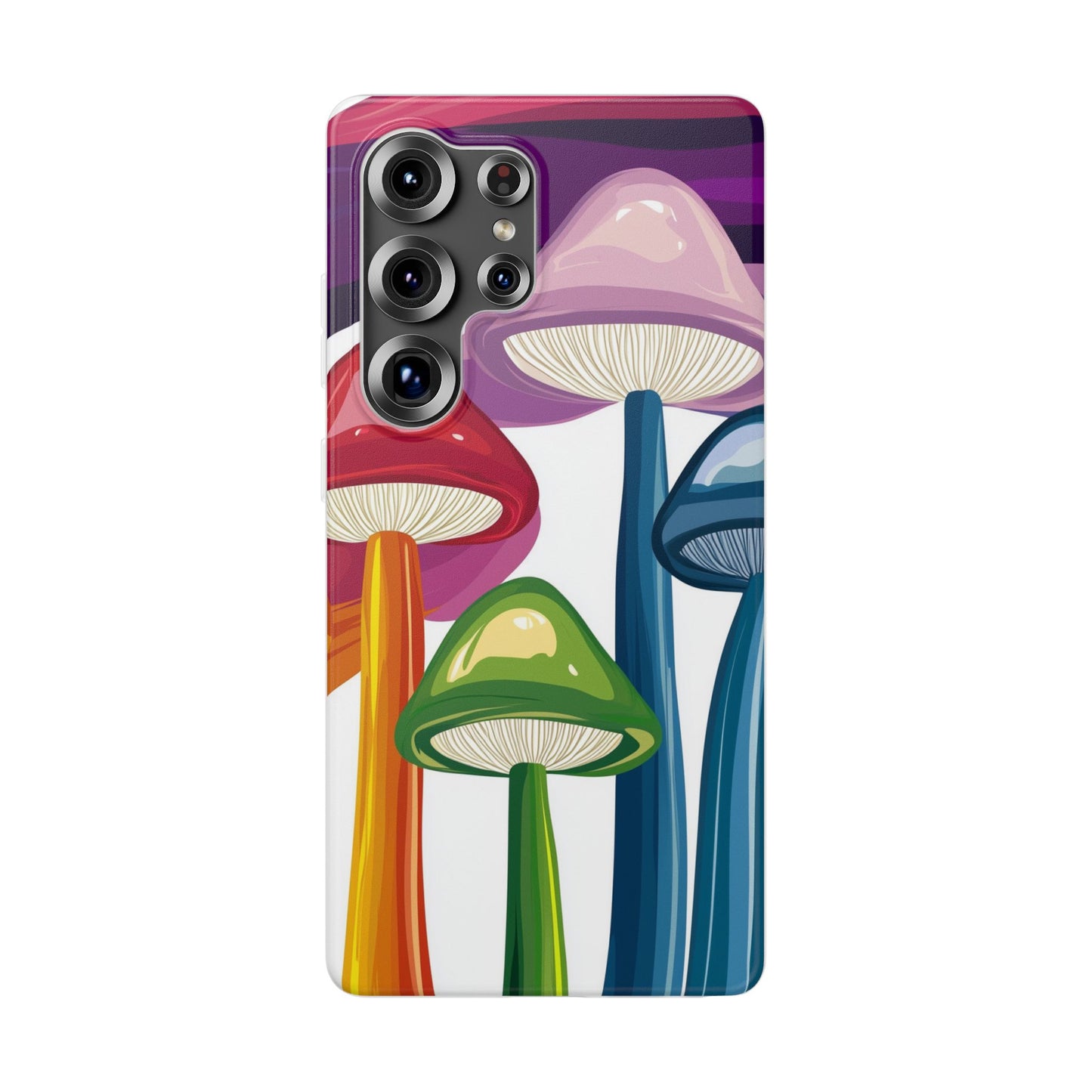 Rainbow Mushroom Flexi Phone Case | Psychedelic Art Clear TPU Cover