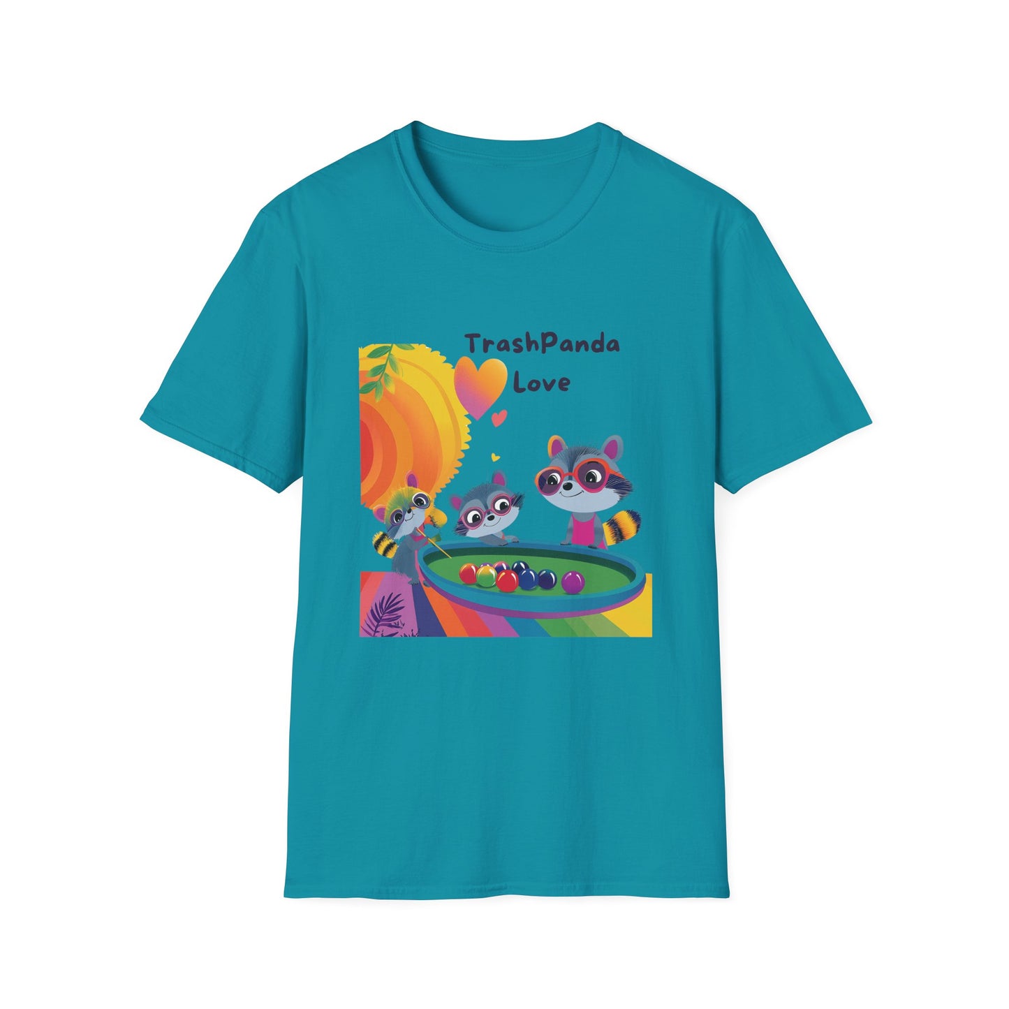Trash Panda Love Kawaii Raccoon T-Shirt | Cute Animal Pool Party Tee
