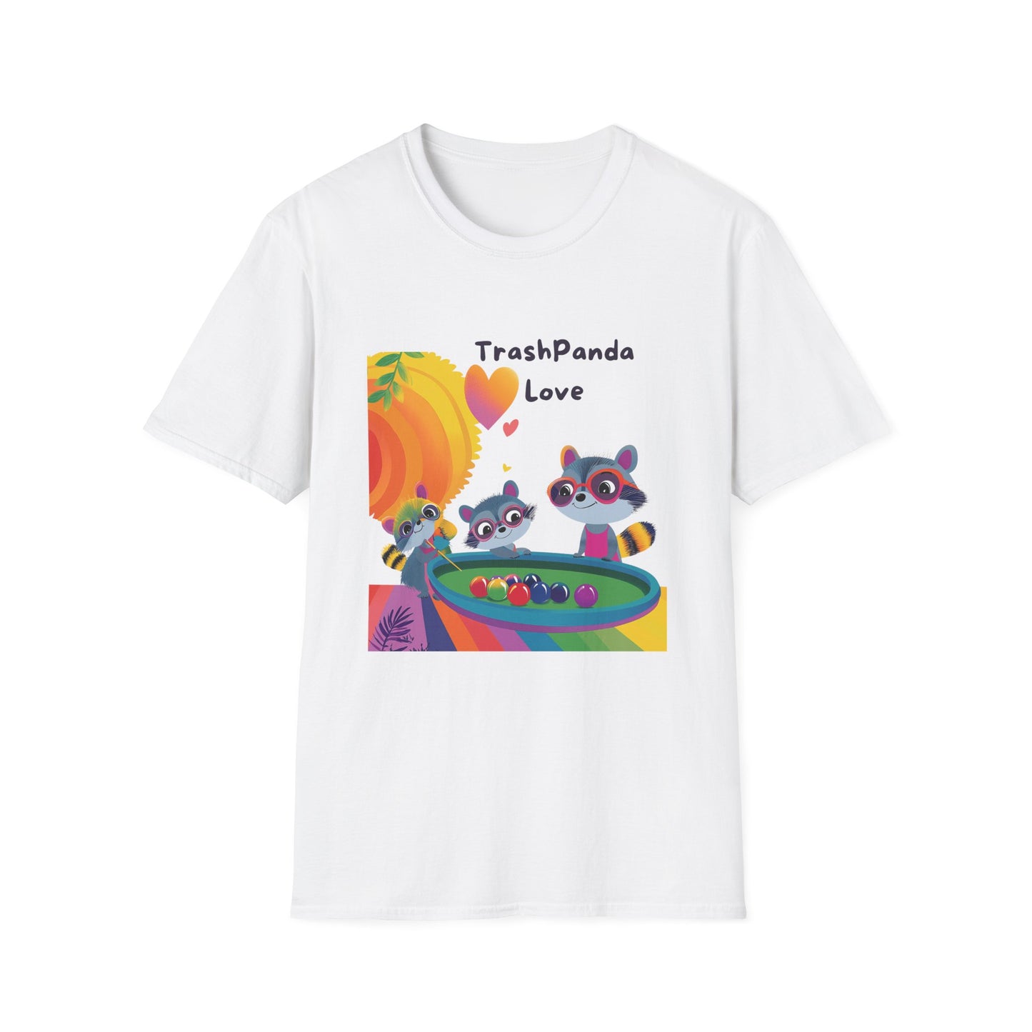 Trash Panda Love Kawaii Raccoon T-Shirt | Cute Animal Pool Party Tee