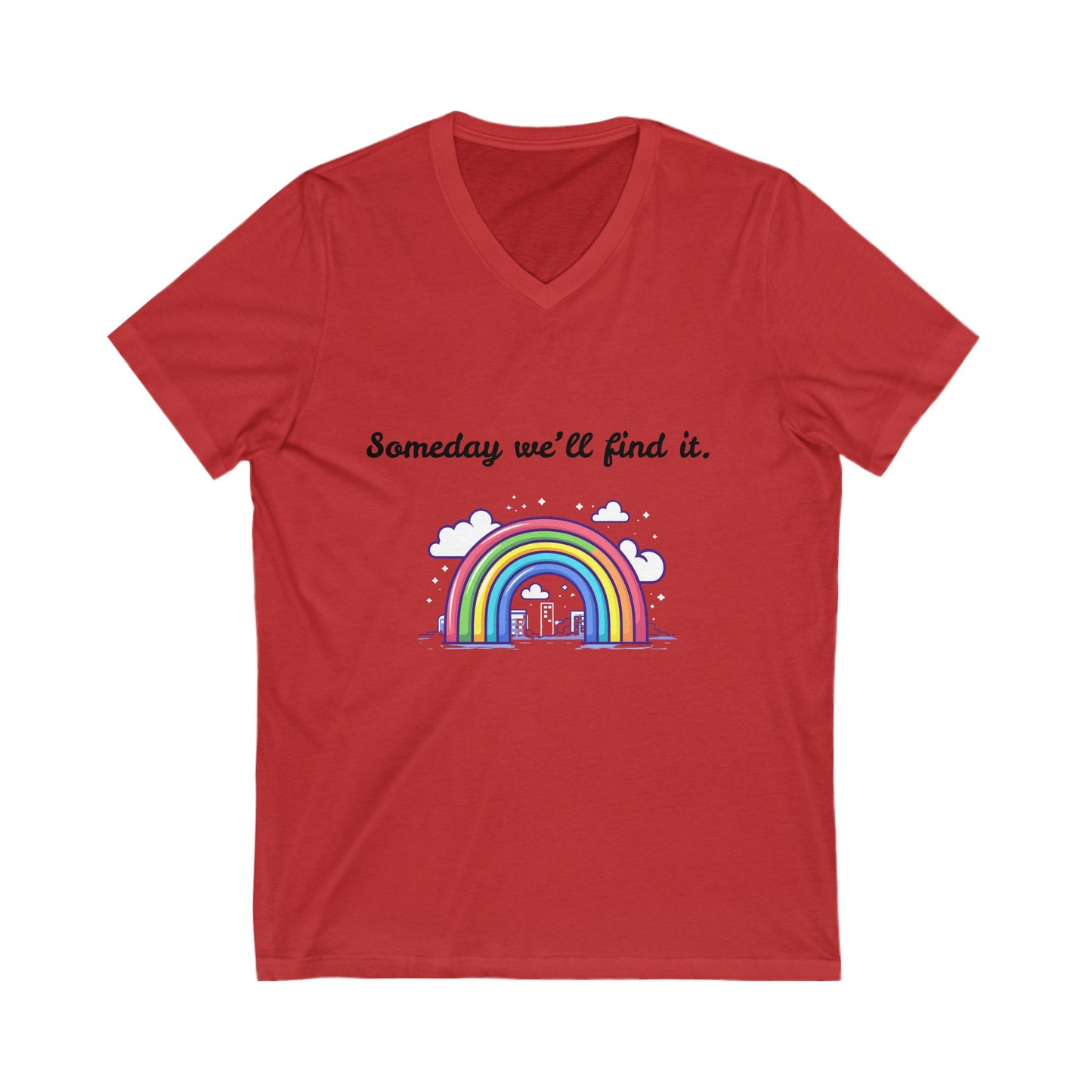 Rainbow Connection V-Neck Shirt | Cute LGBTQ+ Pride Tee | Hopeful Message Unisex V-Neck
