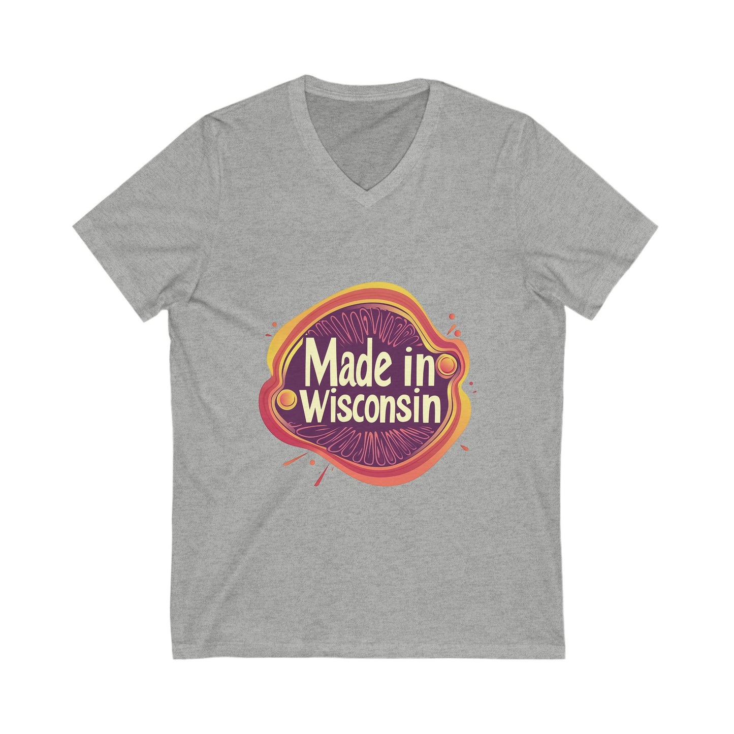 Made in Wisconsin Retro V-Neck T-Shirt | Vintage State Pride Unisex Tee