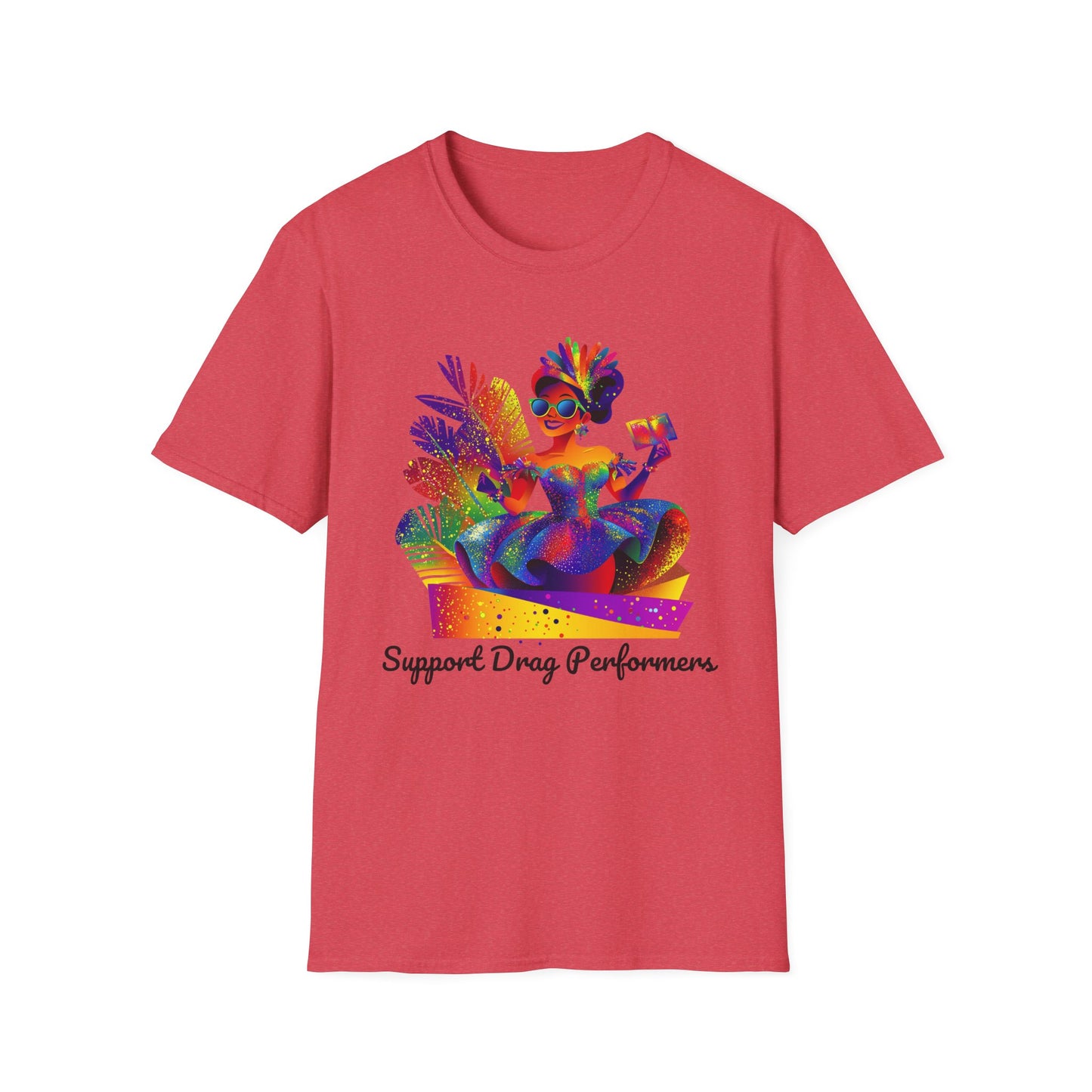 Colorful Drag Queen T-Shirt | LGBTQ+ Pride Support Art | Rainbow Performer Tee