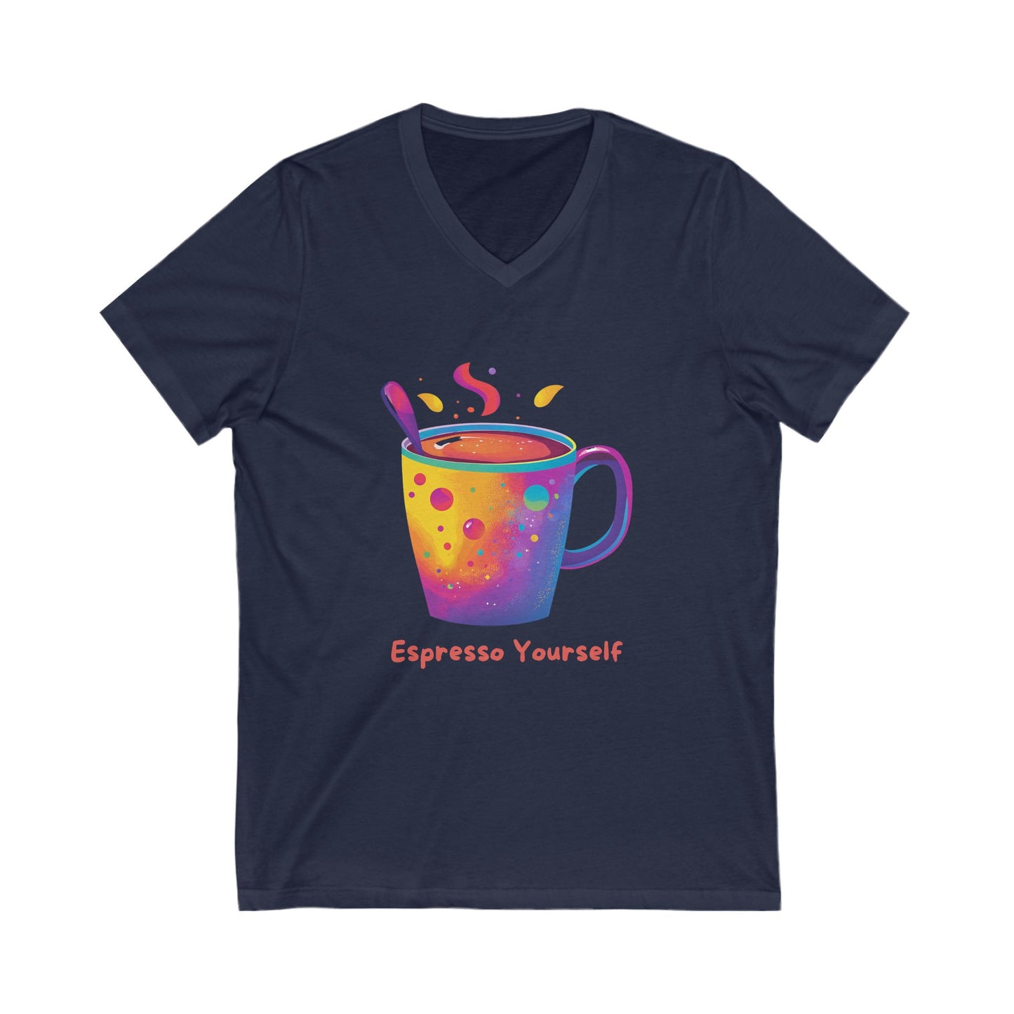 Espresso Yourself Rainbow Coffee V-Neck | Kawaii Coffee Lover Gift | Colorful Barista Tee