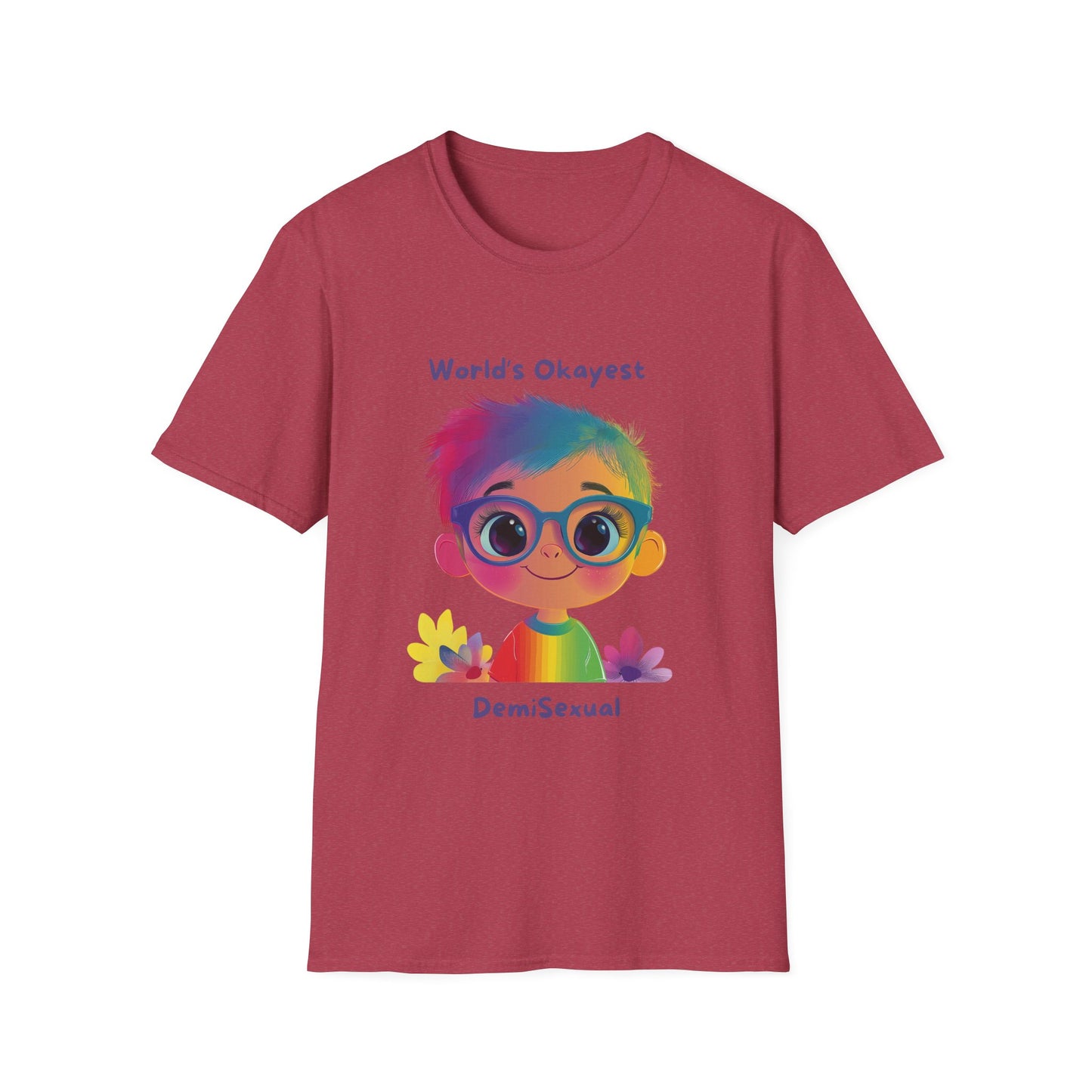 World's Okayest Demisexual | Cute Pride Rainbow T-Shirt | LGBTQ+ Kawaii Tee