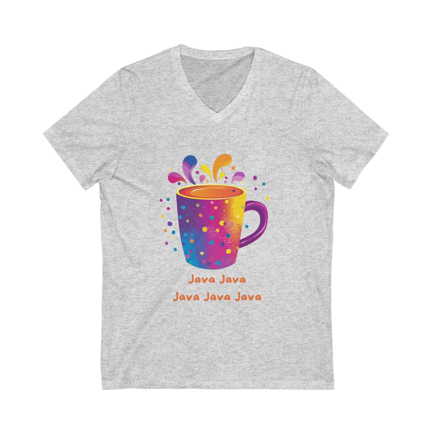 Rainbow Java Coffee Cup V-Neck | Programmer Kawaii T-Shirt | Coding Geek Gift