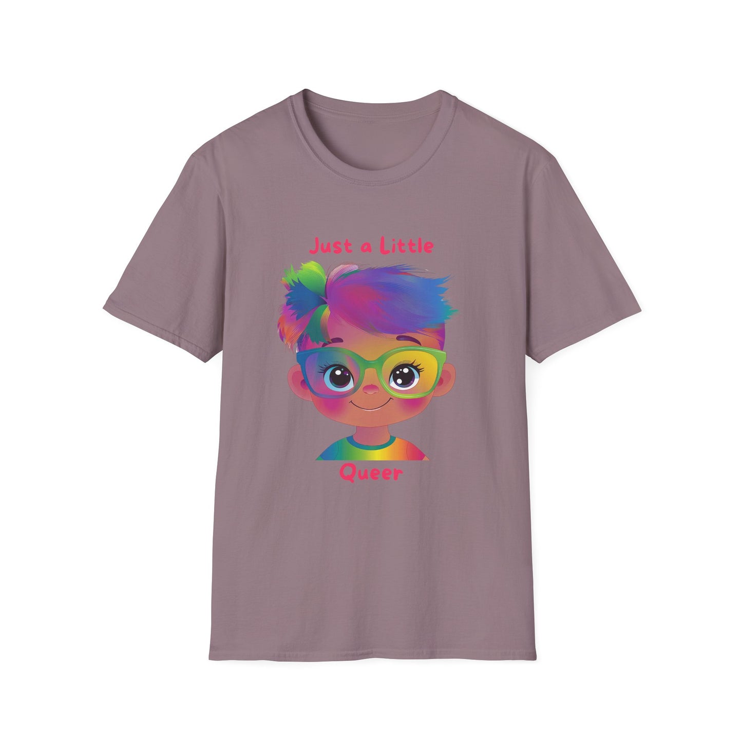Just a Little Queer Rainbow Pride T-Shirt | Cute Character Unisex Tee