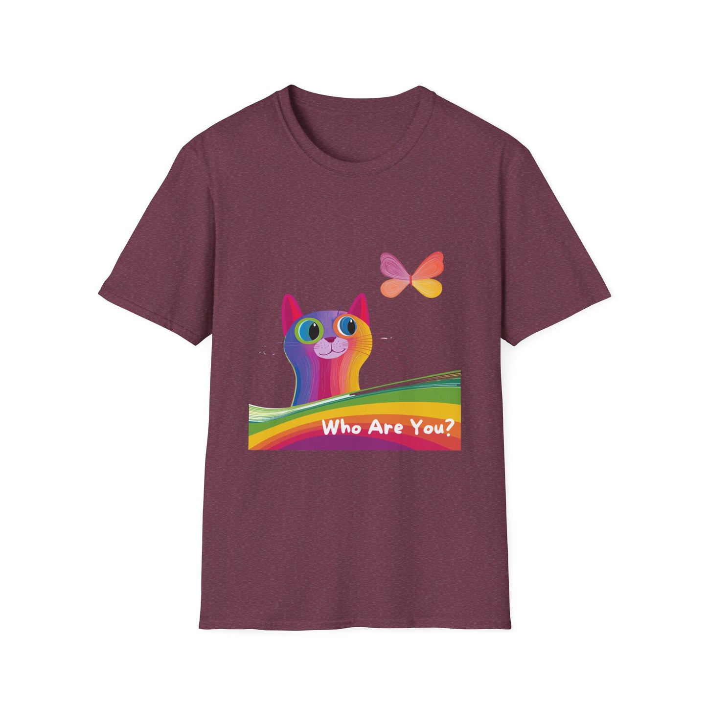 Rainbow Cat Identity Pride T-Shirt | Kawaii LGBTQ+ Unisex Tee | Who Are You?