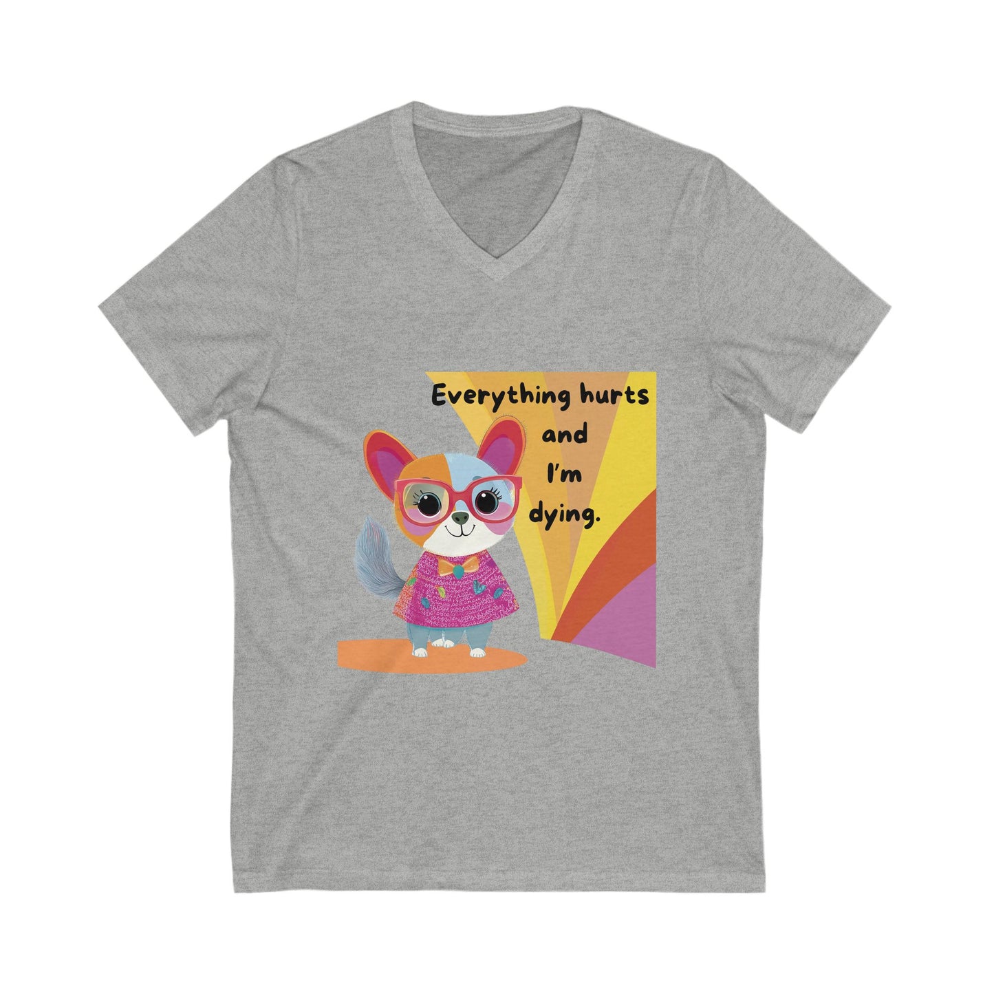 Kawaii Cat Chronic Pain V-Neck | Cute Dark Humor Disability Tee