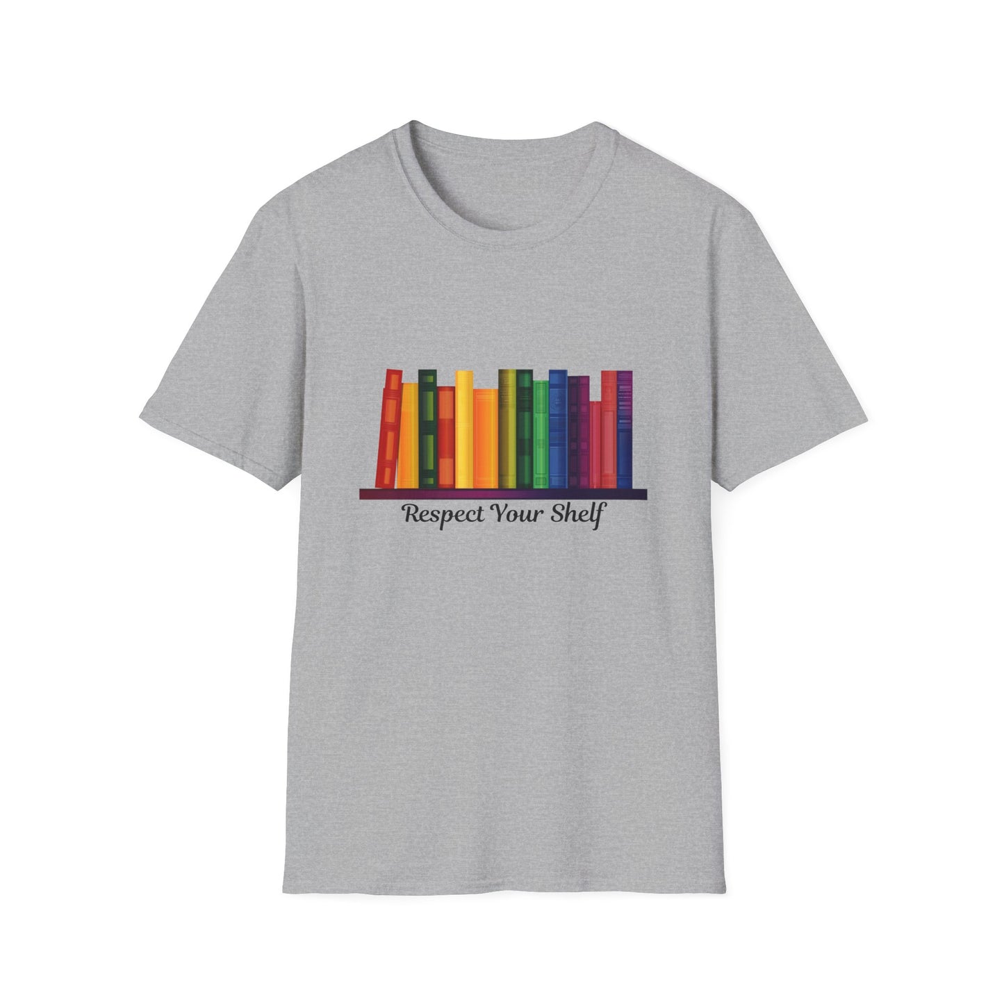 Respect Your Shelf Pride Bookshelf T-Shirt | Cute Bookworm Gift