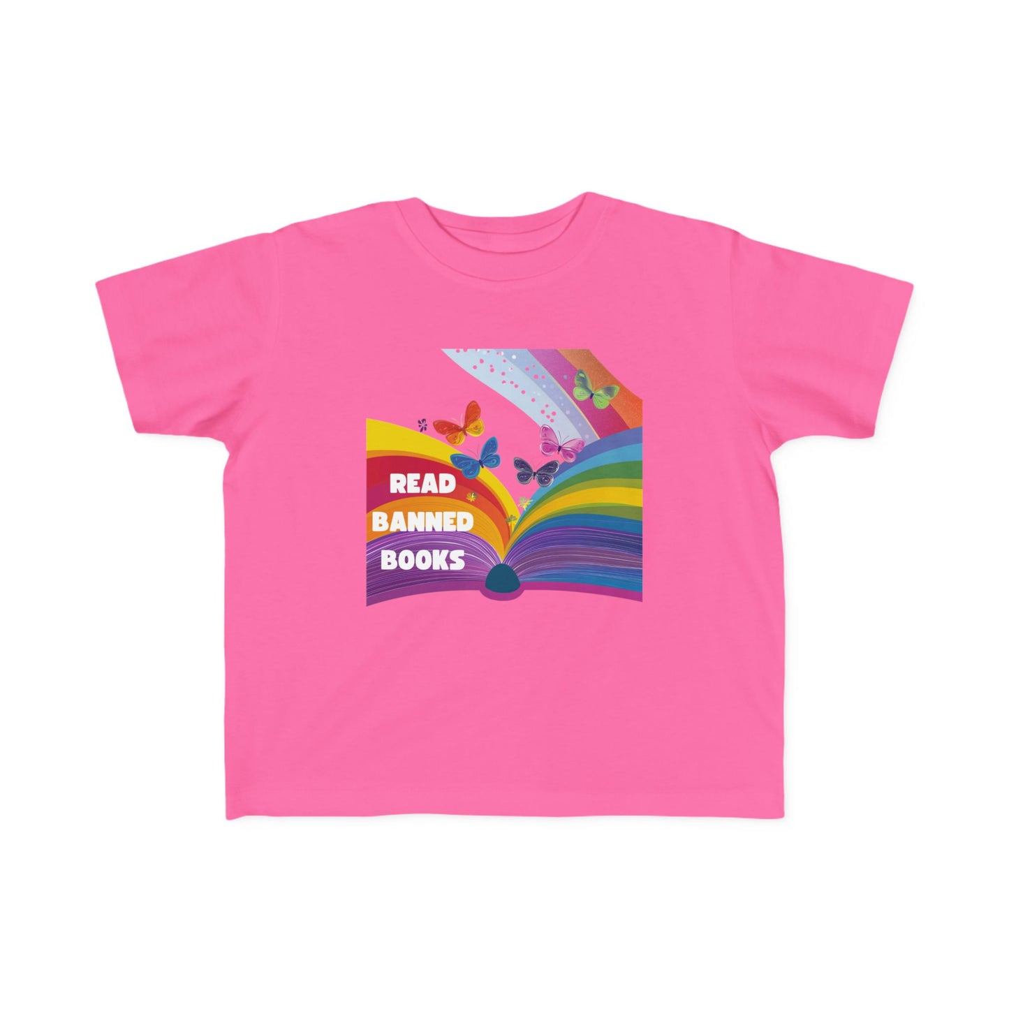 Read Banned Books Rainbow Kids T-Shirt | Butterfly Literary Freedom Toddler Tee