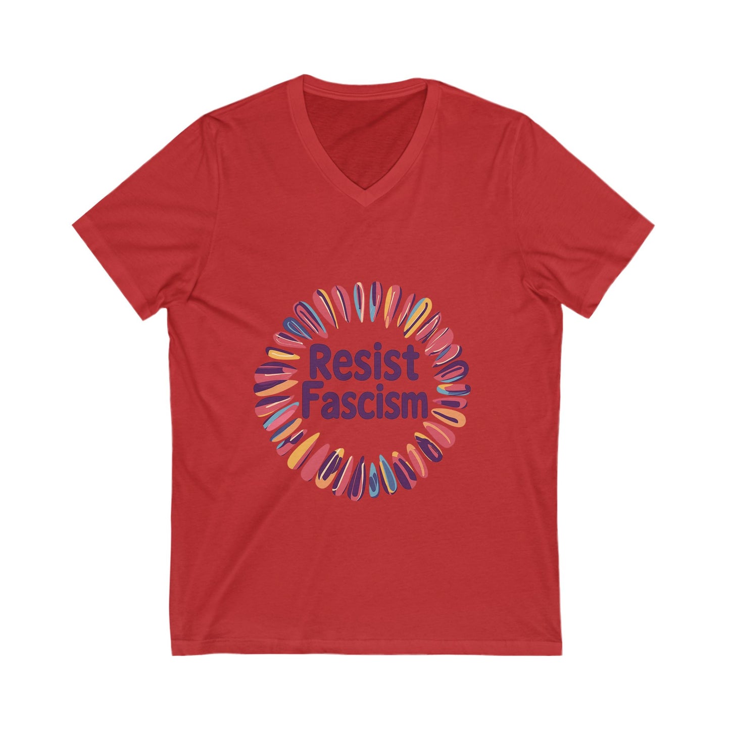 Rainbow Circle Resist V-Neck Tee | Progressive Unisex T-Shirt | Cute Activist Design