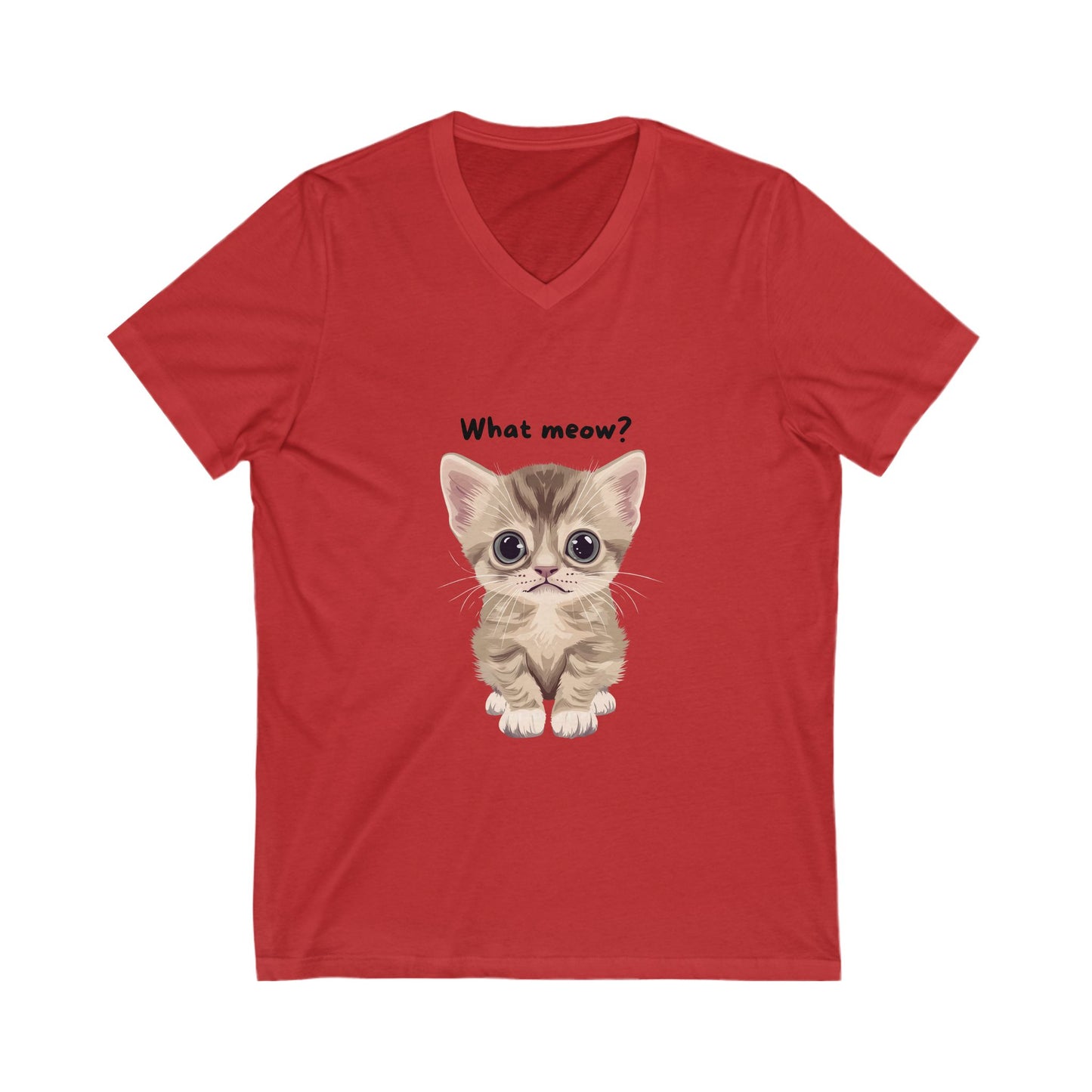 What Meow? Cute Kitten V-Neck T-Shirt | Kawaii Cat Lover Gift