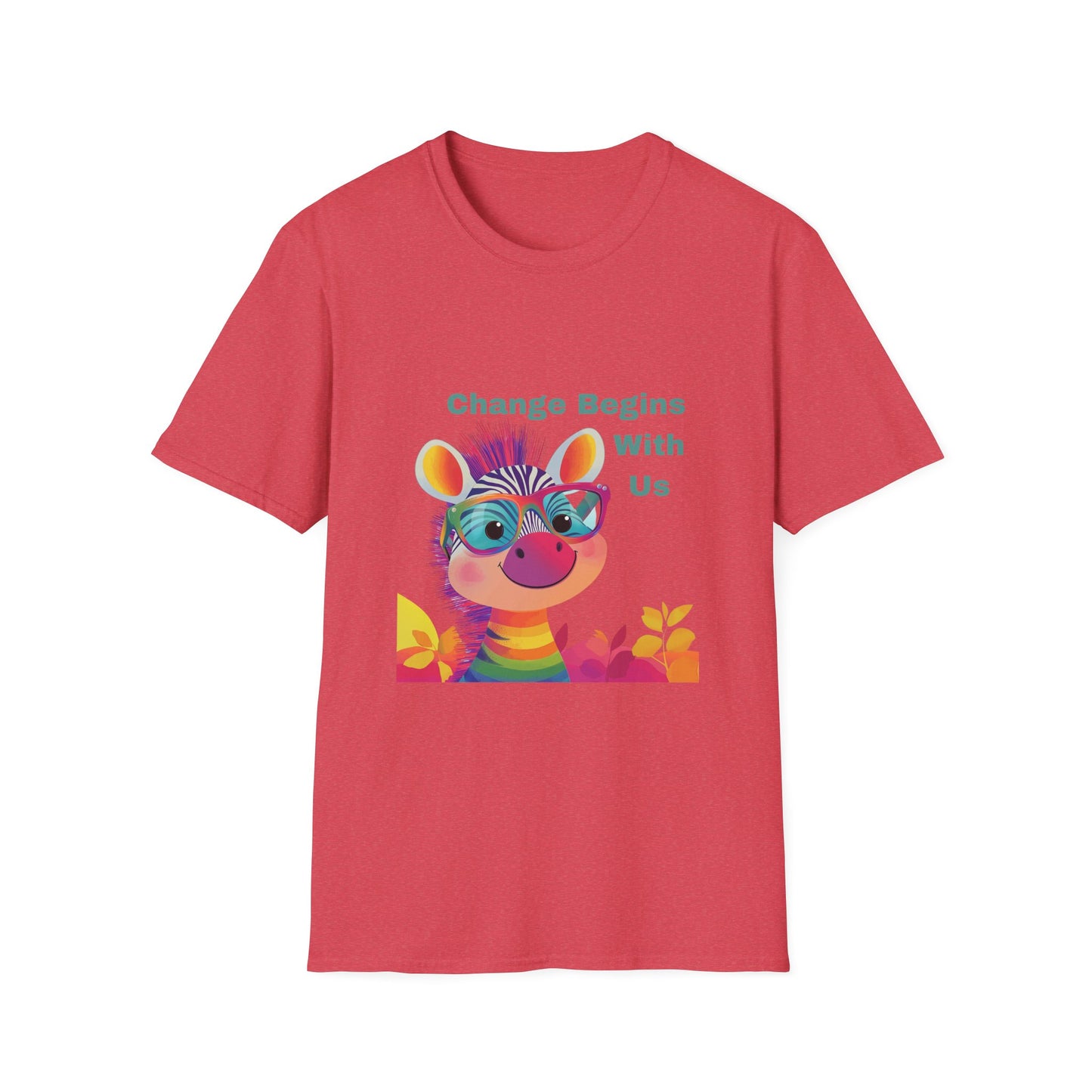 Cute Activist Giraffe T-Shirt | Change Begins With Us | Kawaii Empowerment Tee