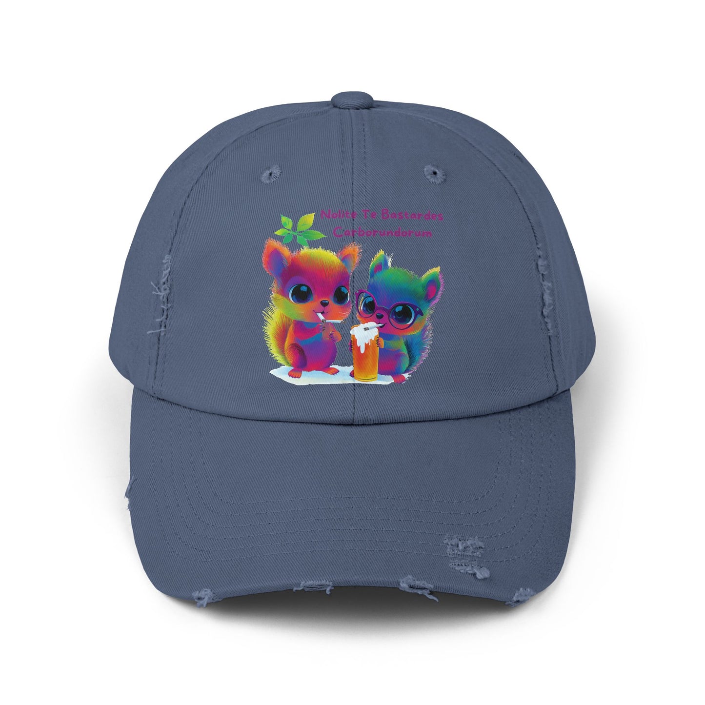 Rainbow Squirrels Distressed Cap | Kawaii Activism Headwear