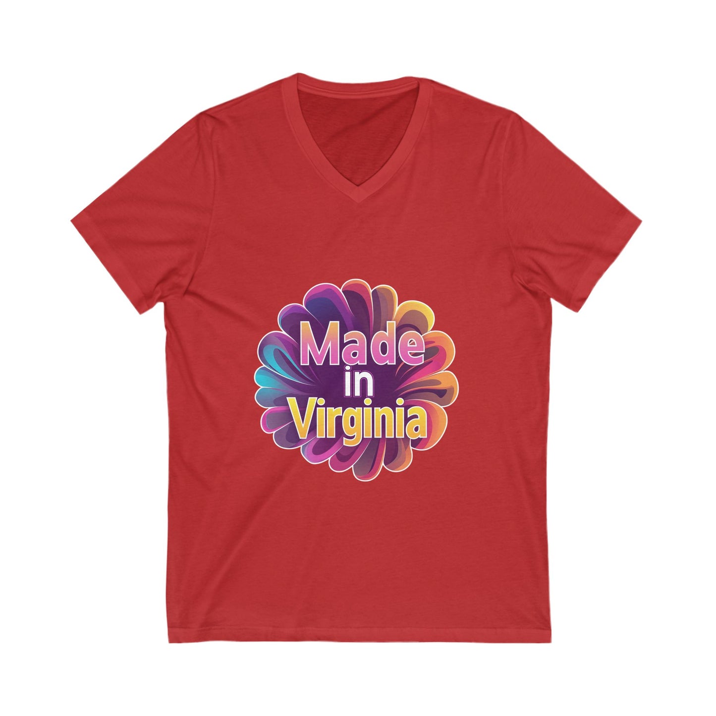 Made in Virginia Retro Flower V-Neck | State Pride Floral Design Unisex Tee