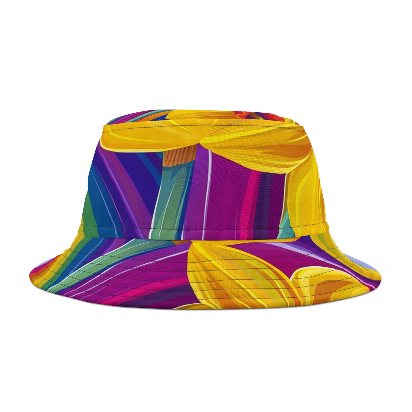 Rainbow Daffodil Bucket Hat | Pride Festival Essential | Vibrant All-Season Unisex Cap